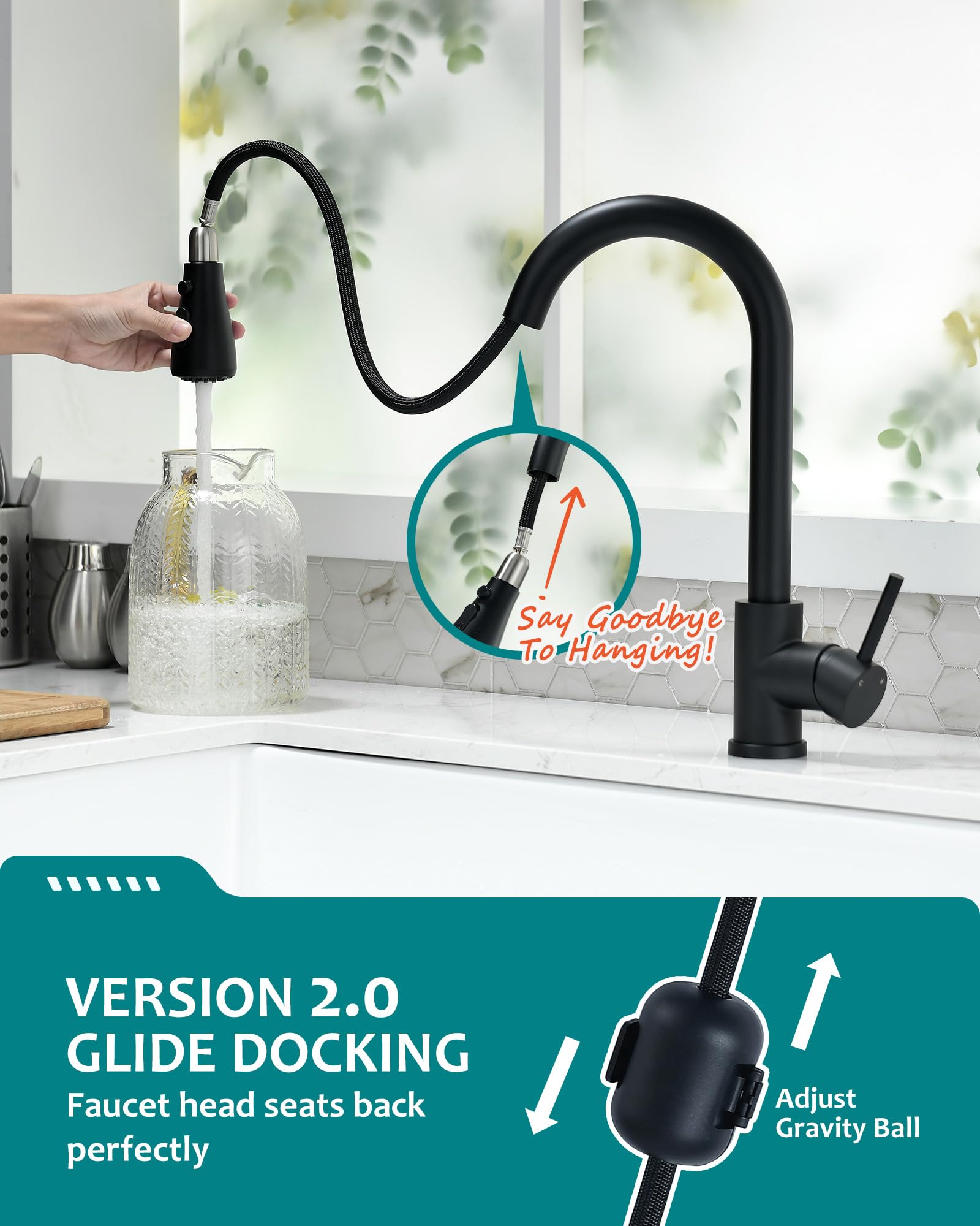 Stainless Steel Single Handle Pull Down Kitchen Faucet with Sprayer - Matte Black RV Sink Faucet for Kitchen & Laundry | Perfect for Small Spaces, Campers & Mobile Homes