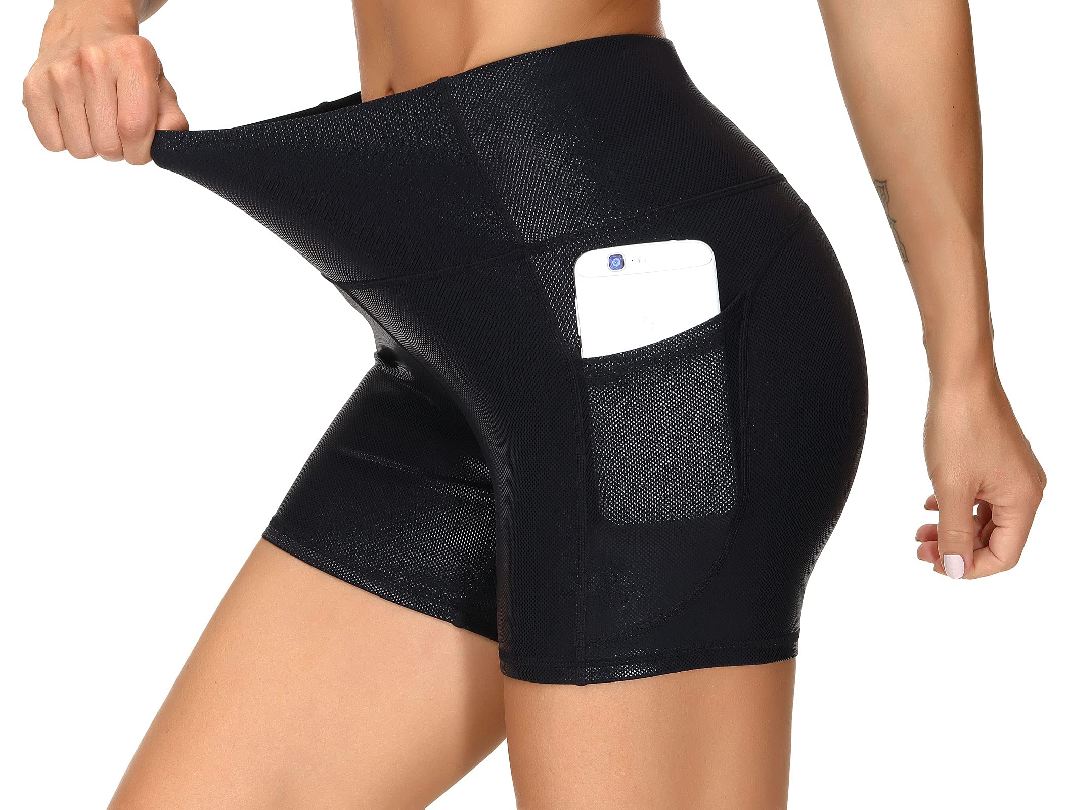 THE GYM PEOPLE High Waist Yoga Shorts for Women - Tummy Control Workout Shorts with Deep Pockets | Perfect for Yoga, Running, Gym & Fitness Training