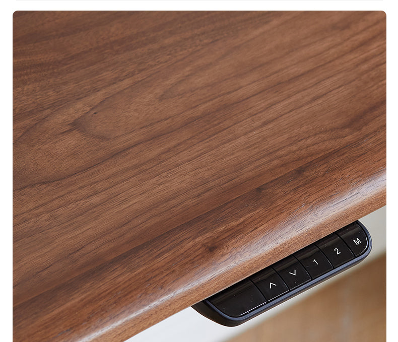 Premium Black Walnut Solid Wood Electric Standing Desk - Adjustable Height Home Office Desk for Work & Study | Ergonomic Workspace Solution for Professionals & Gamers