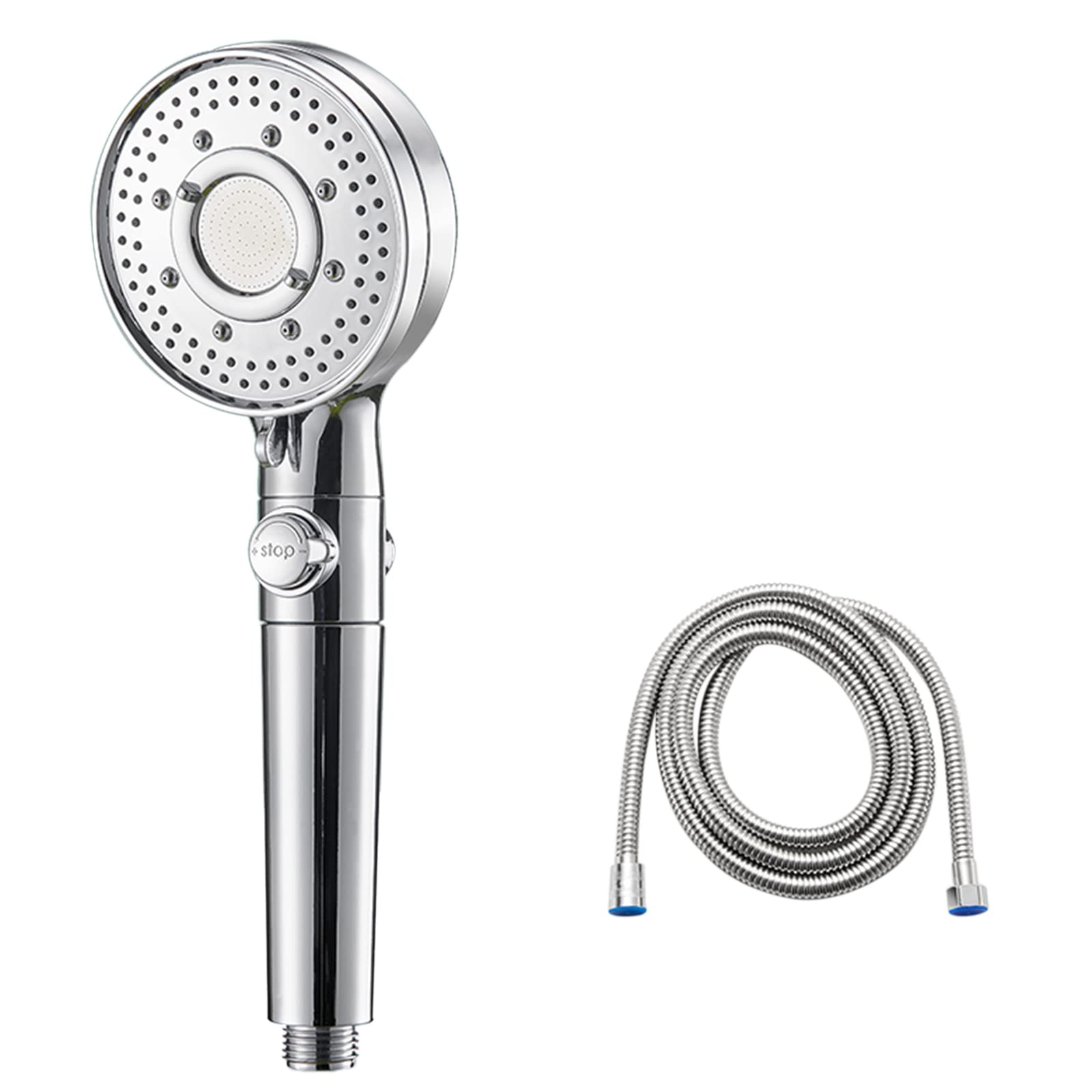 High Pressure Handheld Shower Head with 3 Spray Modes, Stop Button & Hose - Water Saving Shower Sprayer for Spa, Bathroom & Relaxing Shower Experience | Perfect for Home, Hotel & Gym Use
