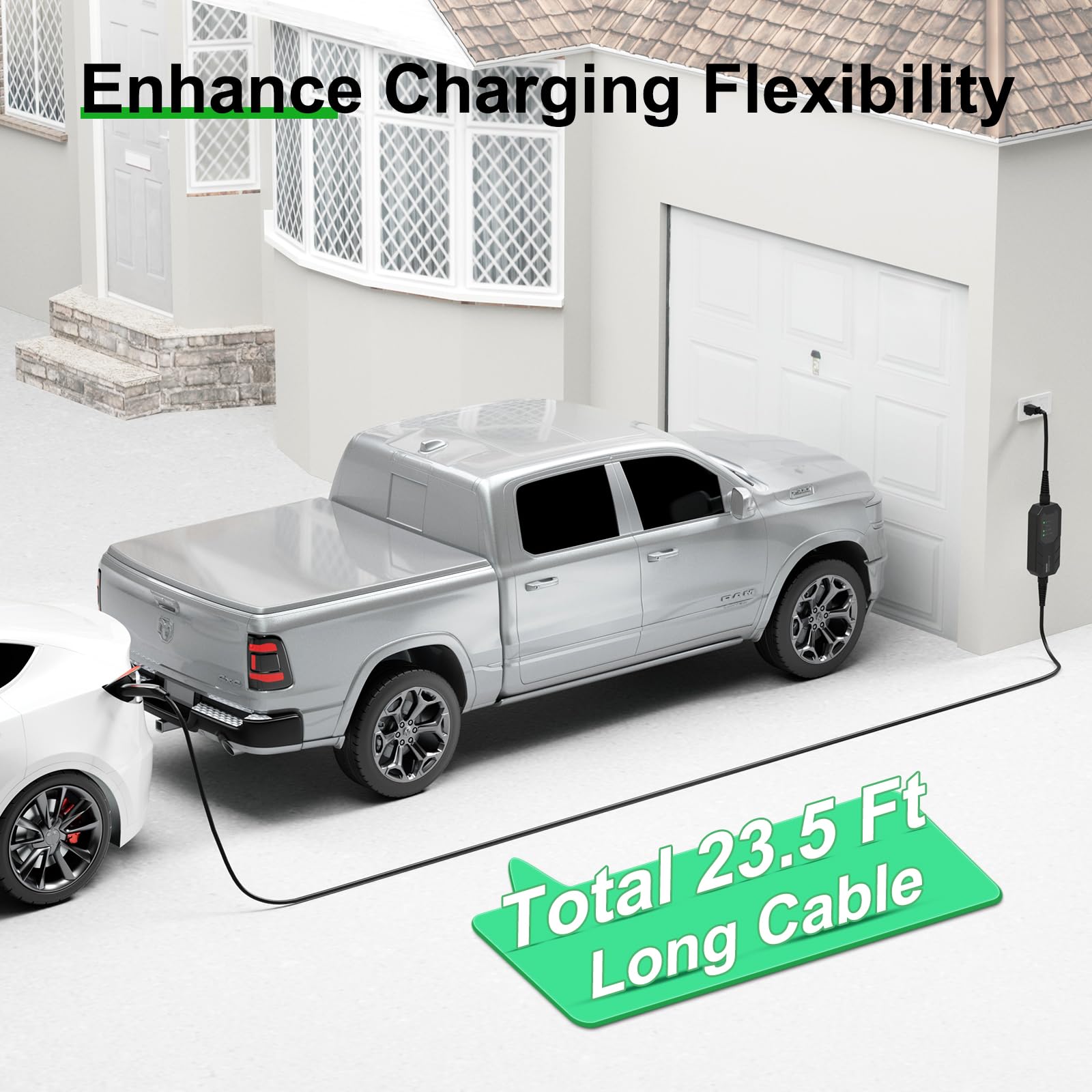 16 Amp Level 1-2 Tesla Charger with NEMA 6-20 Plug & 5-15 Adapter | Portable EV Charger for Tesla Model X/Y/3/S & Cybertruck | Home & Travel Electric Vehicle Charging Solution