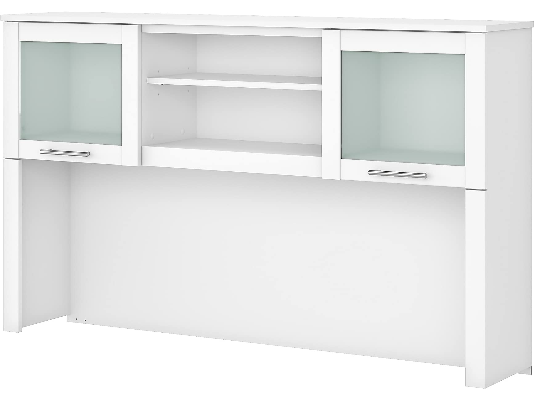 Bush Furniture Somerset 60W White Desk Hutch with Shelves & Cabinets - Home Office Organizer for Files, Books & Supplies | Perfect for Small Spaces & Workstations