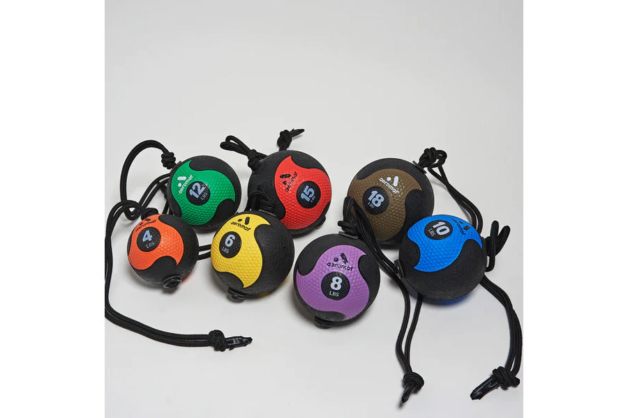 Aeromat Power Rope Medicine Ball - 8-30lbs Weighted Exercise Ball for CrossFit, Strength Training & Home Workouts | Perfect for Slam Drills, Wall Balls & Functional Fitness Routines