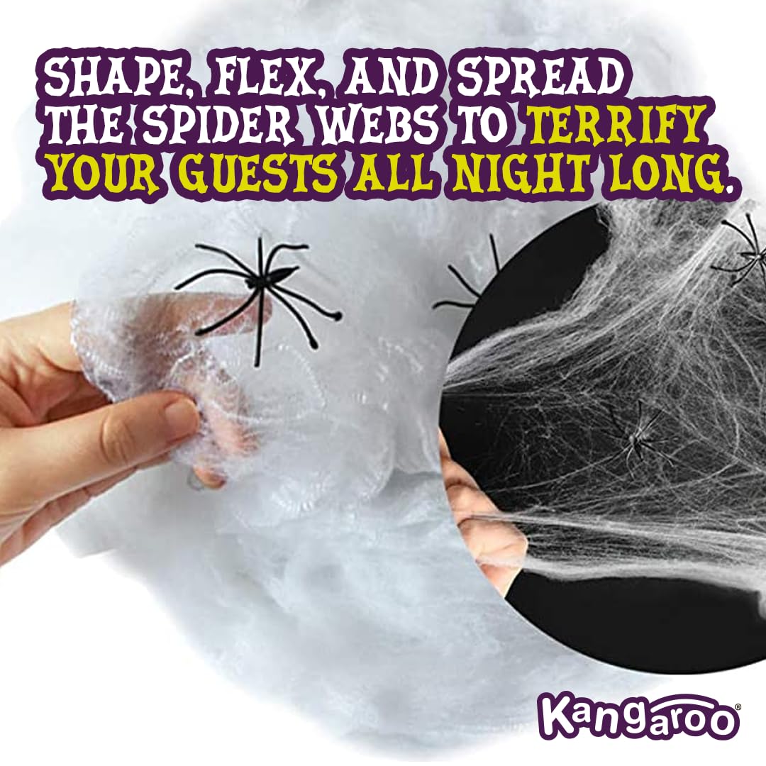 200 sq. ft Halloween Spider Web Decorations - Spooky Cobweb & Fake Spiders Set for Halloween Party, Haunted House, Outdoor & Indoor Decor