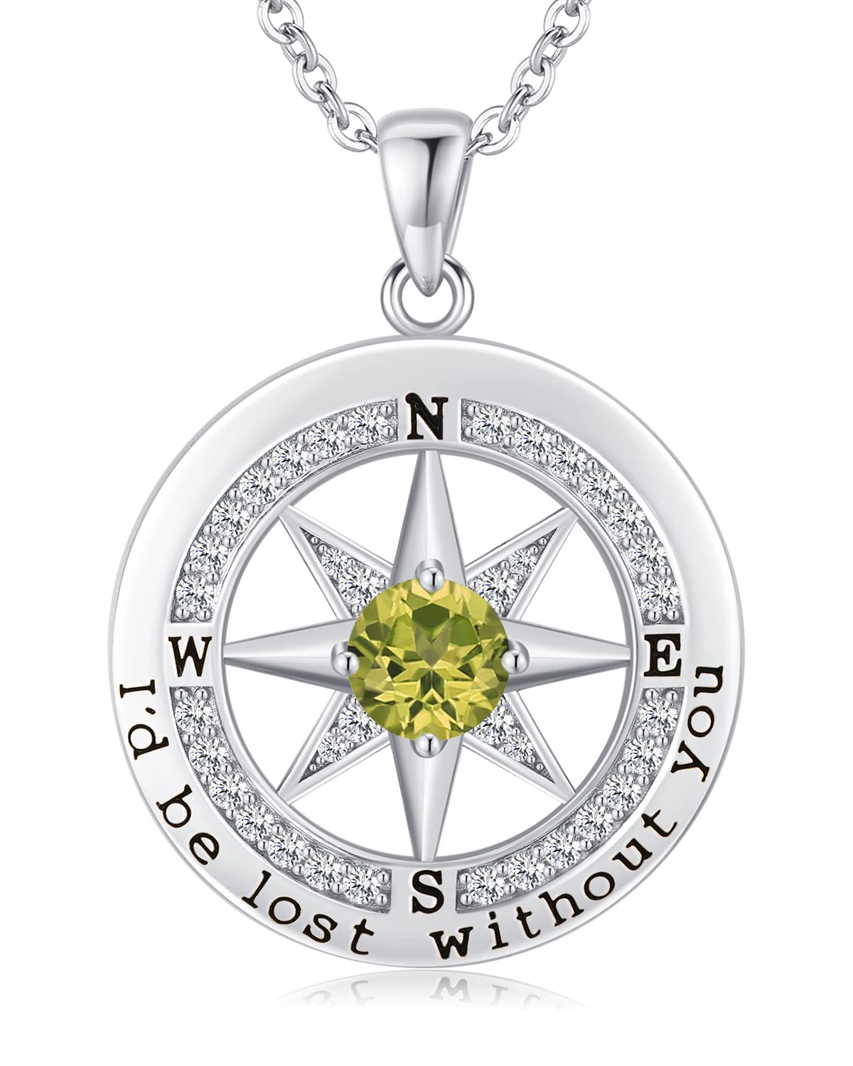 S925 Sterling Silver Compass Necklace for Women - Romantic 'I'd Be Lost Without You' Jewelry Gift for Wife, Girlfriend, Daughter, Mom - Perfect for Wedding Anniversary, Birthday, Valentine's Day & Mother's Day - Ideal for Everyday Wear & Special Occasions