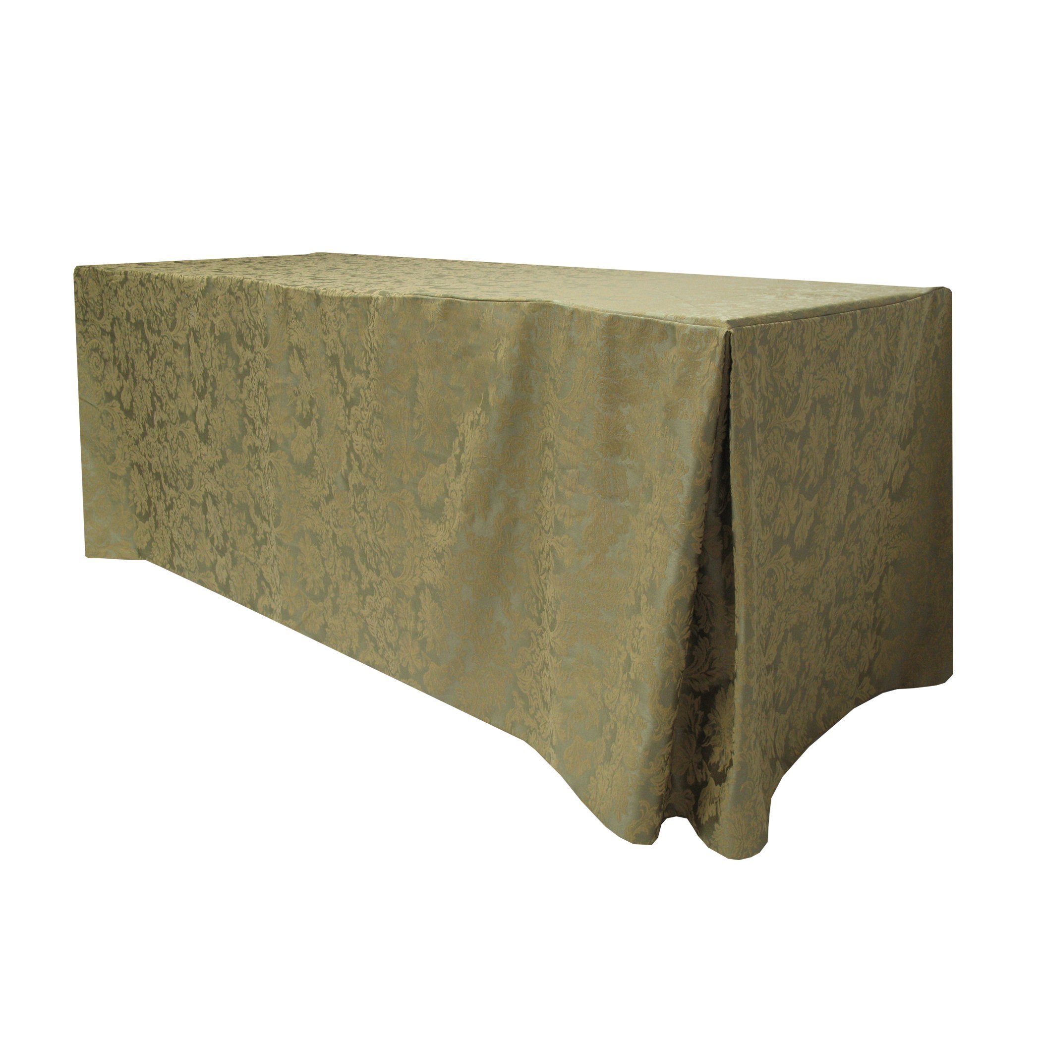 ULTIMATE TEXTILE - 3 Pack Miranda 8 ft. Damask Fitted Tablecloth for 30 x 96-Inch Rectangular Tables, Sage Green - Elegant Dining, Wedding, Party & Holiday Decor
