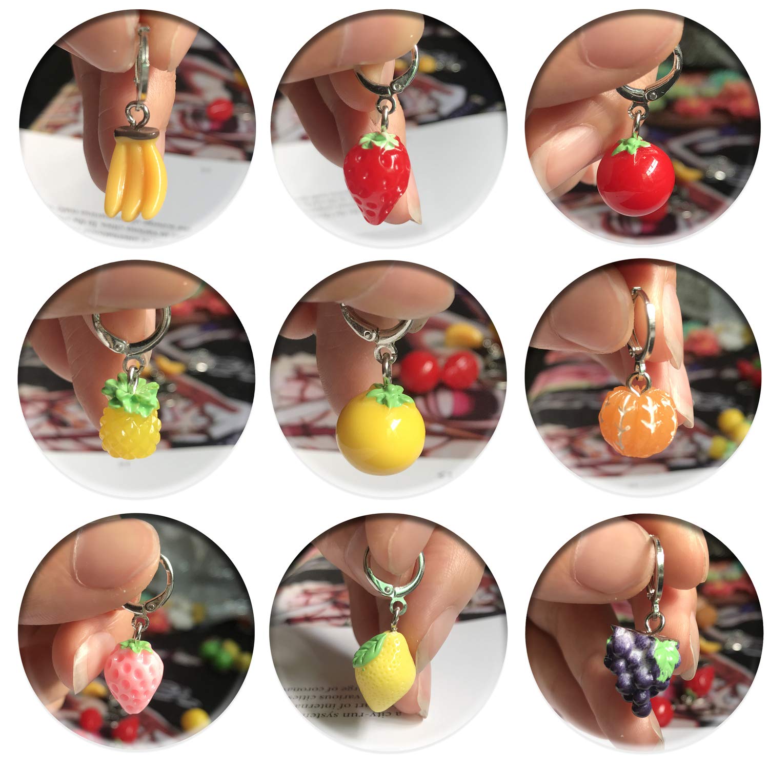 12 Pairs Creative Cute Fruit-Shaped Dangle Drop Earrings Set - Handmade Lemon Strawberry Hoop Earrings for Women & Girls - Perfect Jewelry Gifts for Parties, Weddings & Everyday Wear