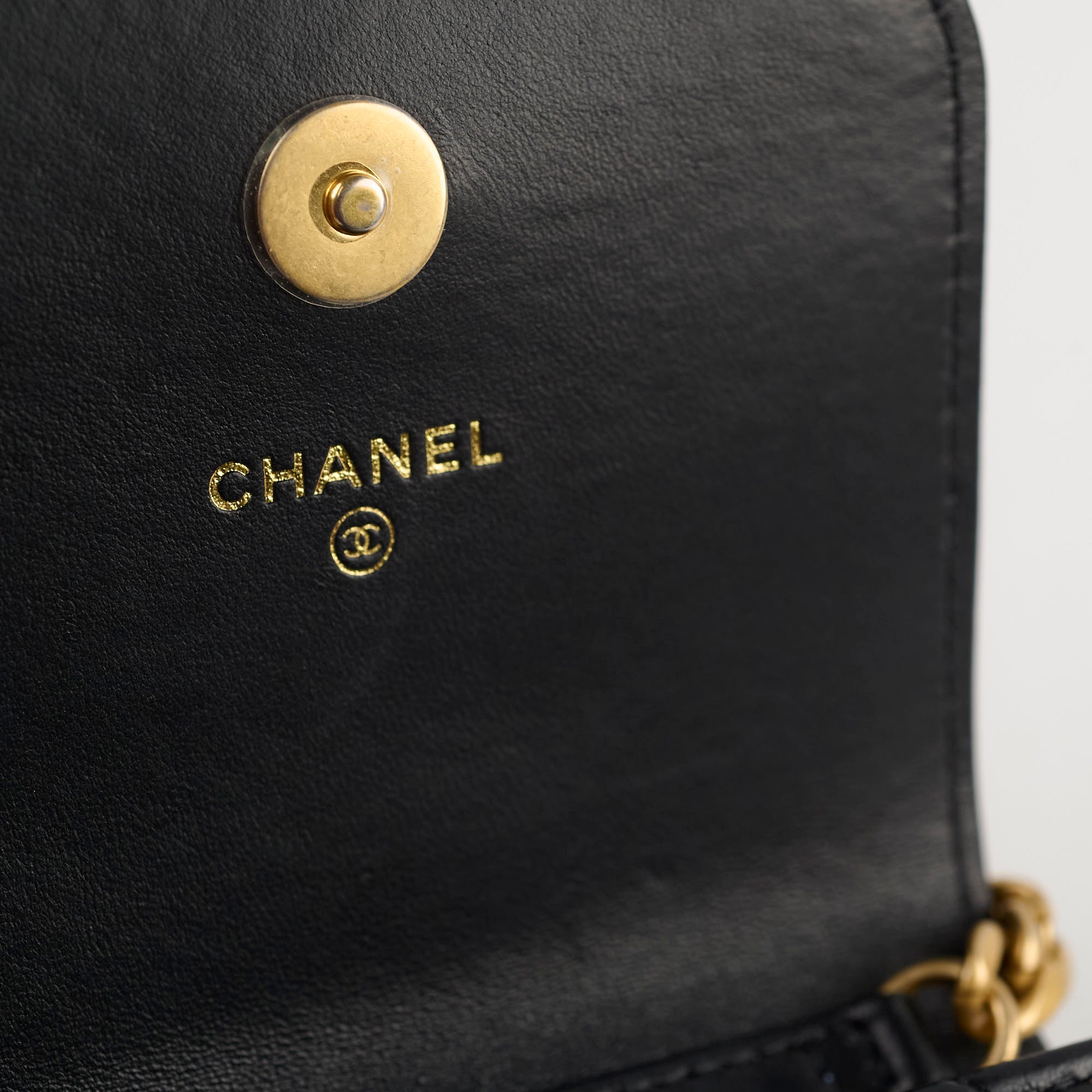 Chanel CC Flap Phone Holder Crossbody Bag for Women - Black Leather with Gold-Tone Hardware - Perfect for Everyday Use, Travel & Shopping