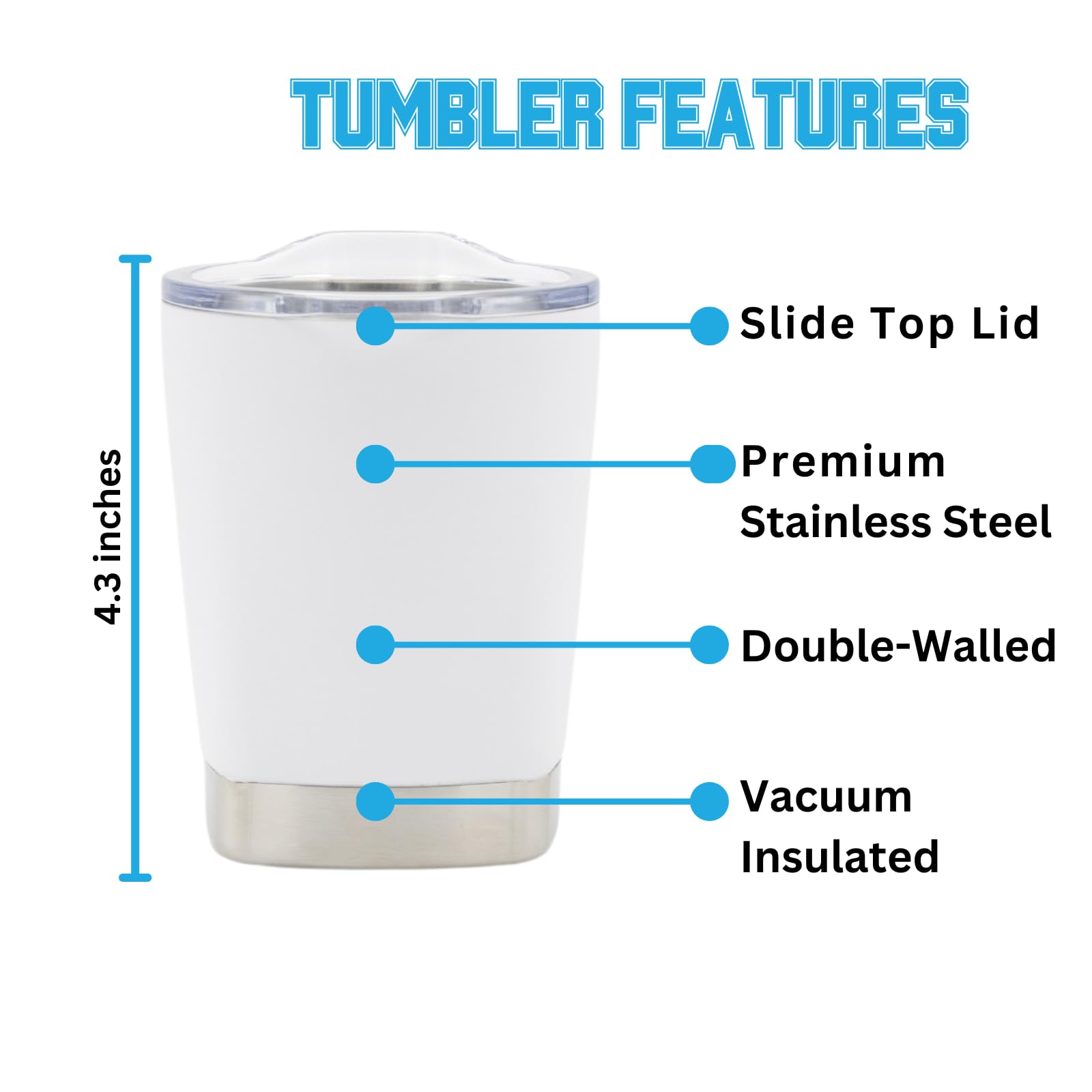 NCAA 12 oz Stainless Steel Tumbler with Lid - Insulated Wine & Whiskey Glass for Game Day, Tailgating & Outdoor Events (North Carolina Tar Heels)