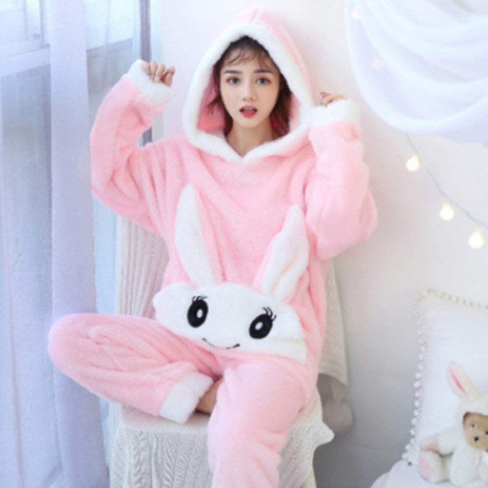 SDCVRE Women's Winter Flannel Pajama Set - Warm Coral Velvet Nightgown with Long Sleeves & Pants, Cozy Homewear in Pink (XXL) | Perfect for Cold Nights, Lounging & Holiday Gift