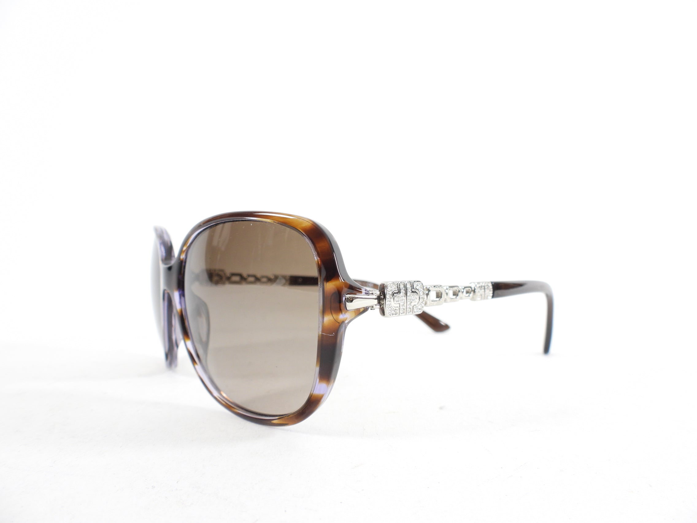 Bvlgari Luxury Brown Tortoise Shell Sunglasses with Jewel Accents - Stylish UV Protection for Women - Perfect for Beach, Travel & Fashion Outfits