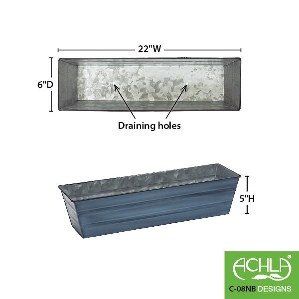 Galvanized Steel Flower Box Planter - Rustproof Outdoor Garden Container for Plants, Flowers & Herbs - Perfect for Patio, Balcony & Window Sill Decor