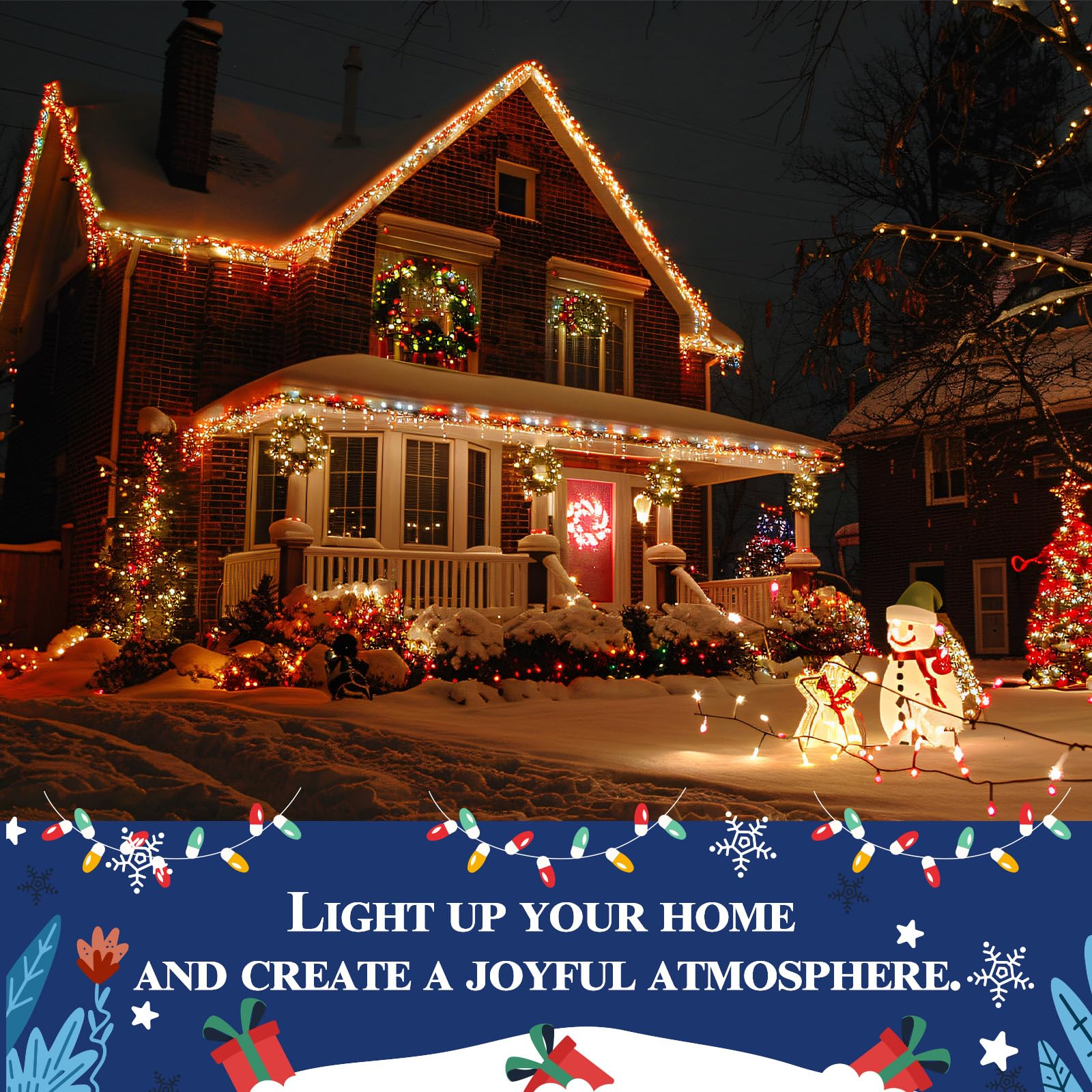 200-Pack Christmas Light Clips for Outdoor Holiday Decorations - Shingle & Gutter Mounting Clips for Mini, C6, C7, C9, Rope & Icicle Lights - No Tools Needed - Perfect for Roof, Fence & Window Decorations