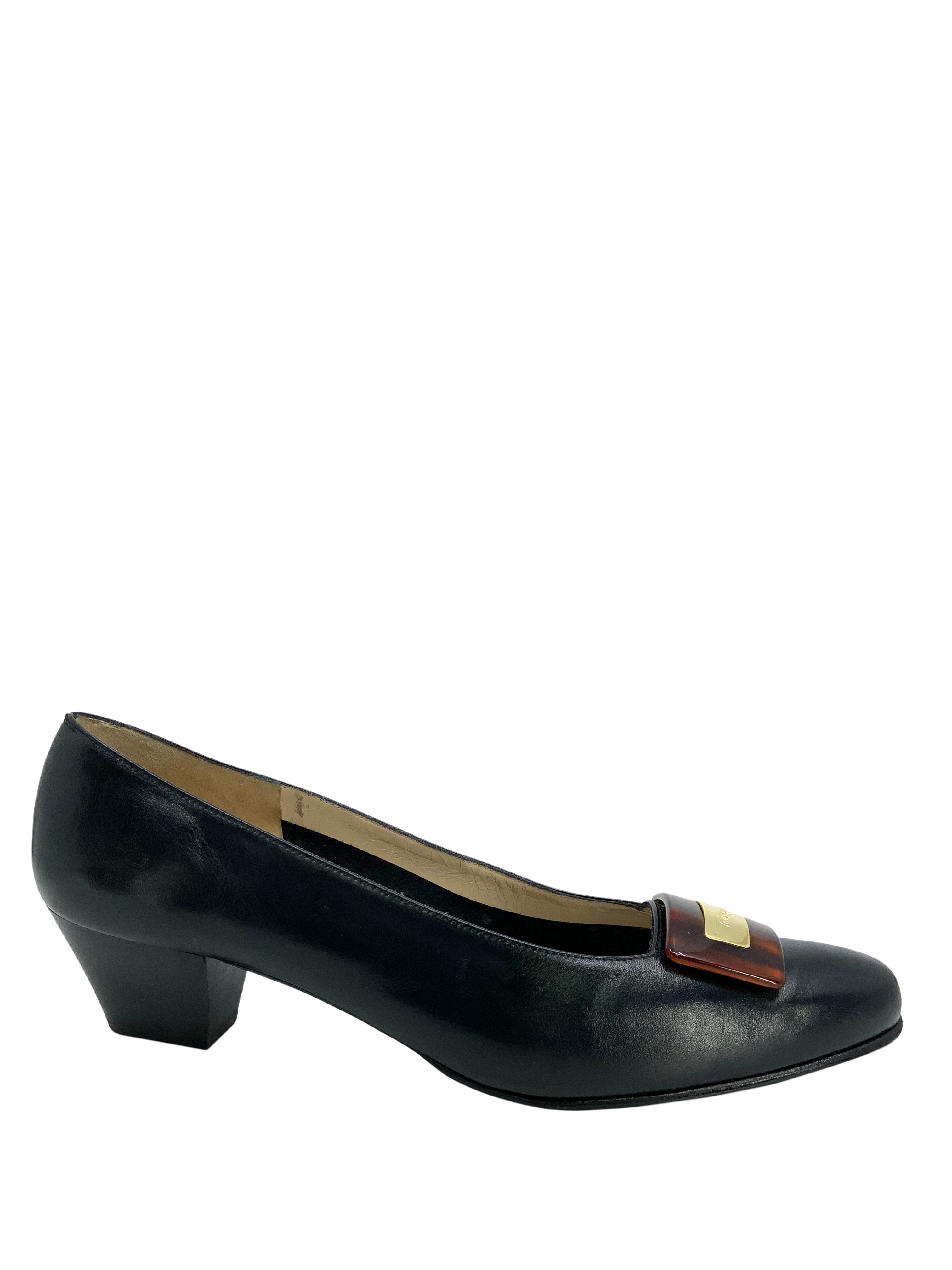 Salvatore Ferragamo Women's Leather Logo Pumps - Size 9.5 US | Luxury Designer Heels for Work, Party & Special Occasions