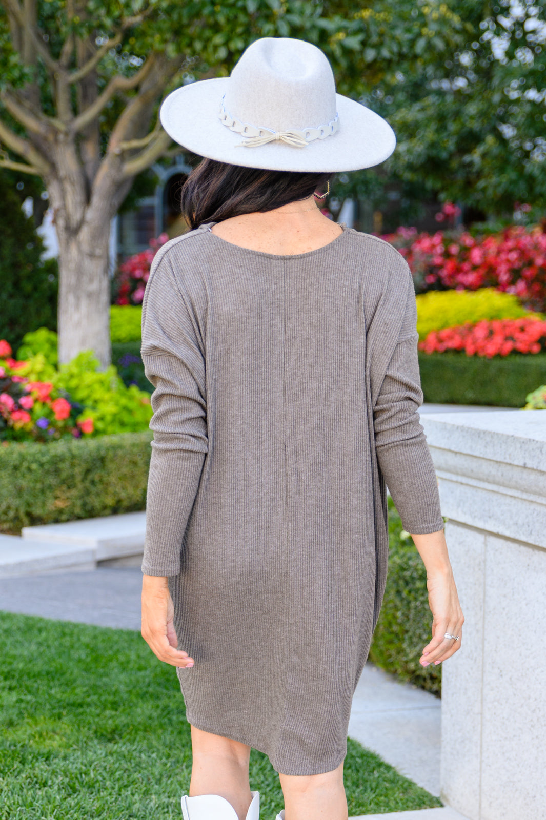 Be True Cowl Neck Knit Mini Dress in Cocoa - Women's Elegant Casual Bodycon Dress for Date Night & Party Wear