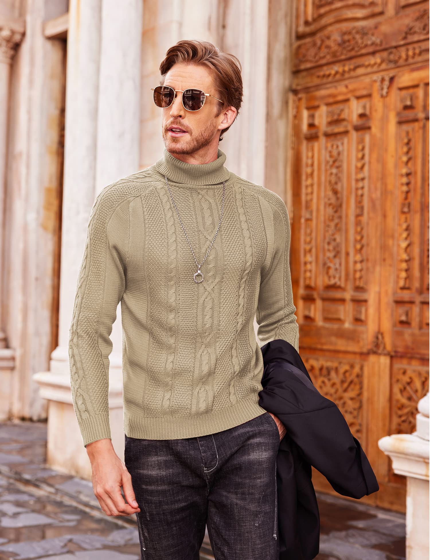 COOFANDY Men's Slim Fit Turtleneck Sweater - Warm Twisted Knit Pullover for Casual Wear | Winter Fashion, Office Outfit & Date Night Look