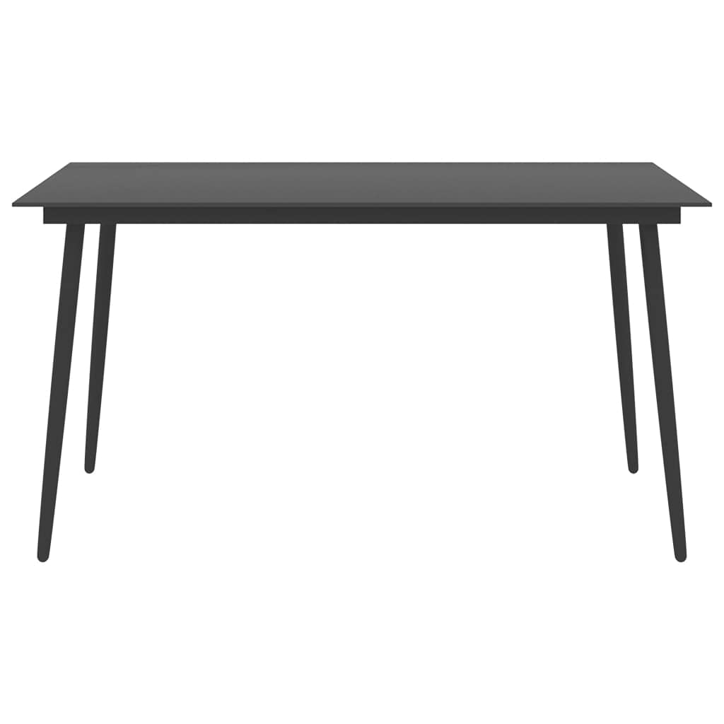 Black Steel and Glass Patio Dining Table 59.1