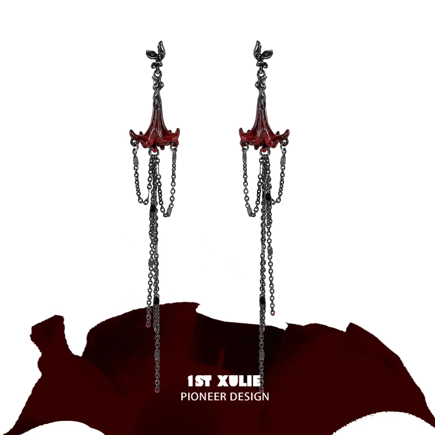 18K Platinum Plated Tassel Earrings - Bloody Datura Design | Elegant Dangle Earrings for Women | Perfect for Parties, Weddings & Special Occasions