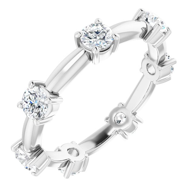 1.17 Carat Round Diamond Eternity Band Stackable Ring - 14K White Gold Wedding Anniversary Gift for Her, Perfect for Bridal Stacking & Special Occasions