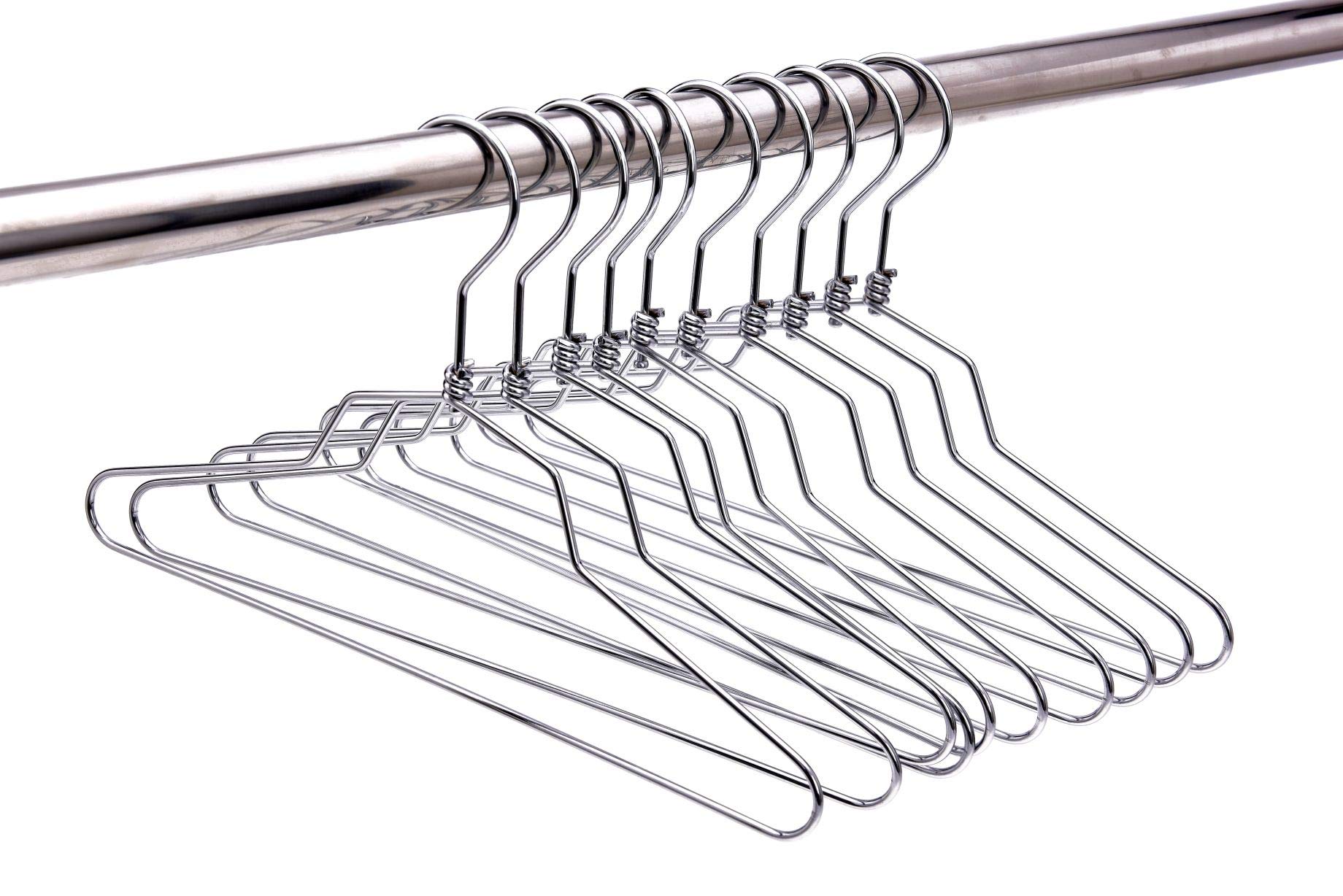 100-Pack Heavy Duty Stainless Steel Swivel Hook Metal Hangers for Clothes, Jackets, Shirts, Pants & Suits - 12