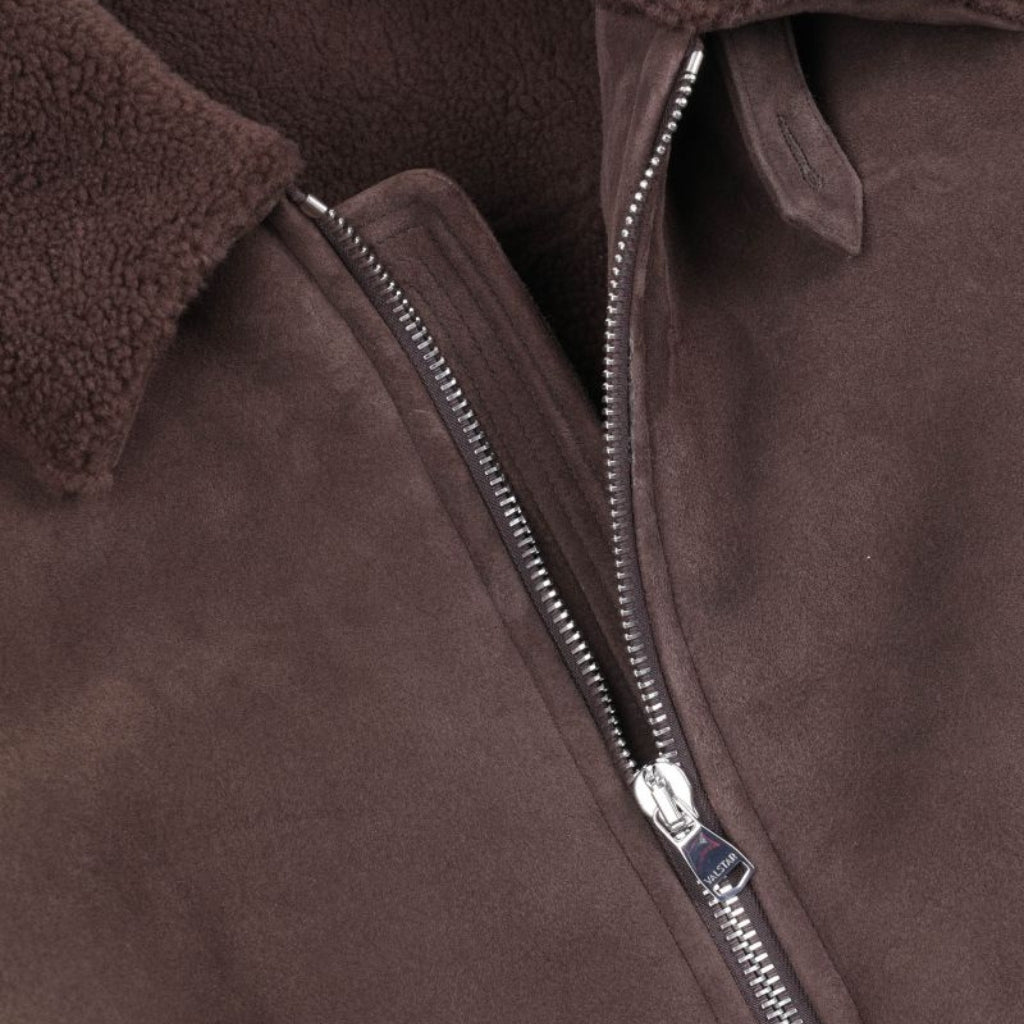 VALSTAR Shearling Aviator Jacket for Men - Premium Dark Brown Genuine Leather Flight Bomber Coat - Perfect for Winter Outfits & Motorcycle Riding