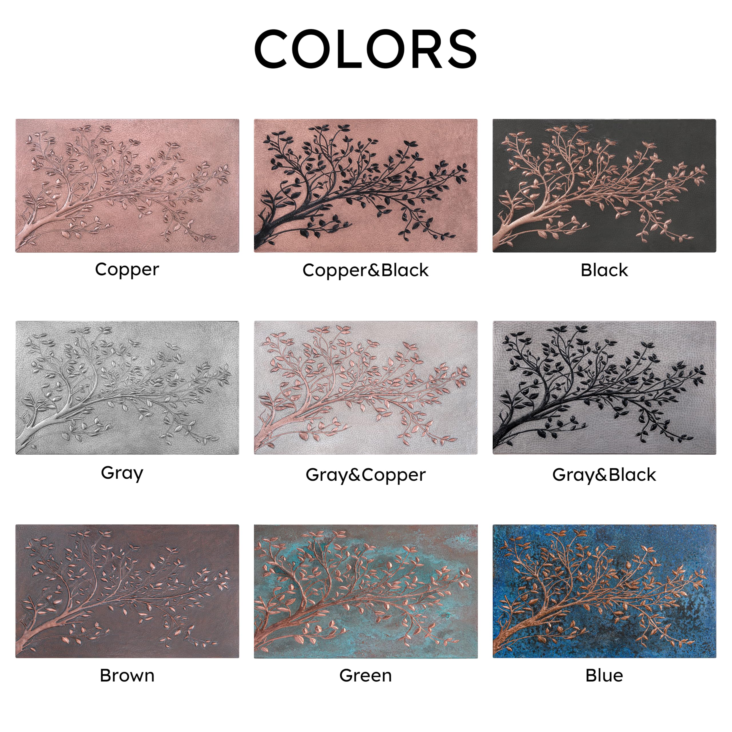 Handmade Copper Kitchen Backsplash Tiles with Tree Branches Design - Decorative Copper Stove Splashback Panel for Indoor Outdoor Wall Decor (Copper & Black) | Perfect for Farmhouse, Rustic, and Modern Kitchen Renovations