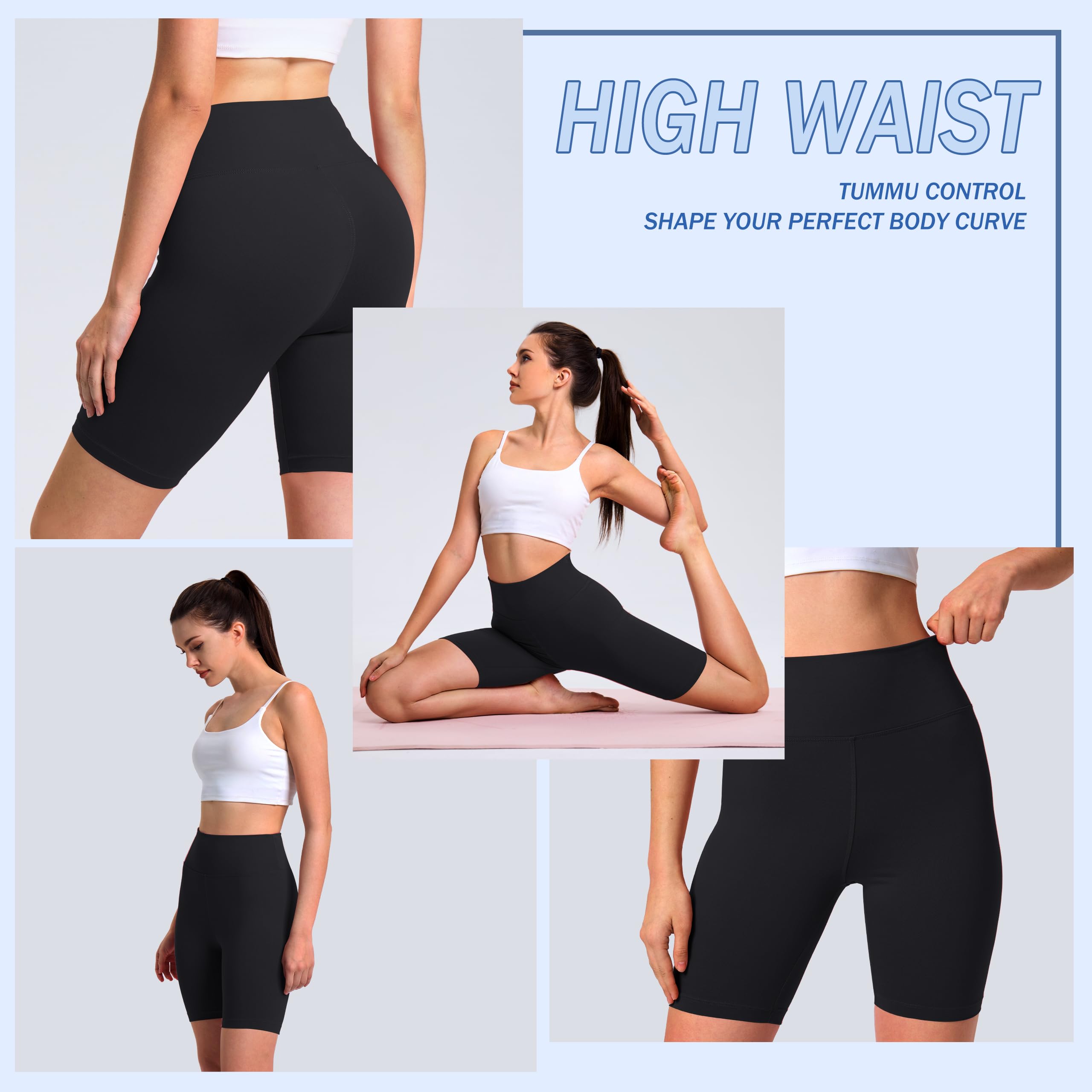 VALANDY Women's High Waisted Biker Shorts - 8