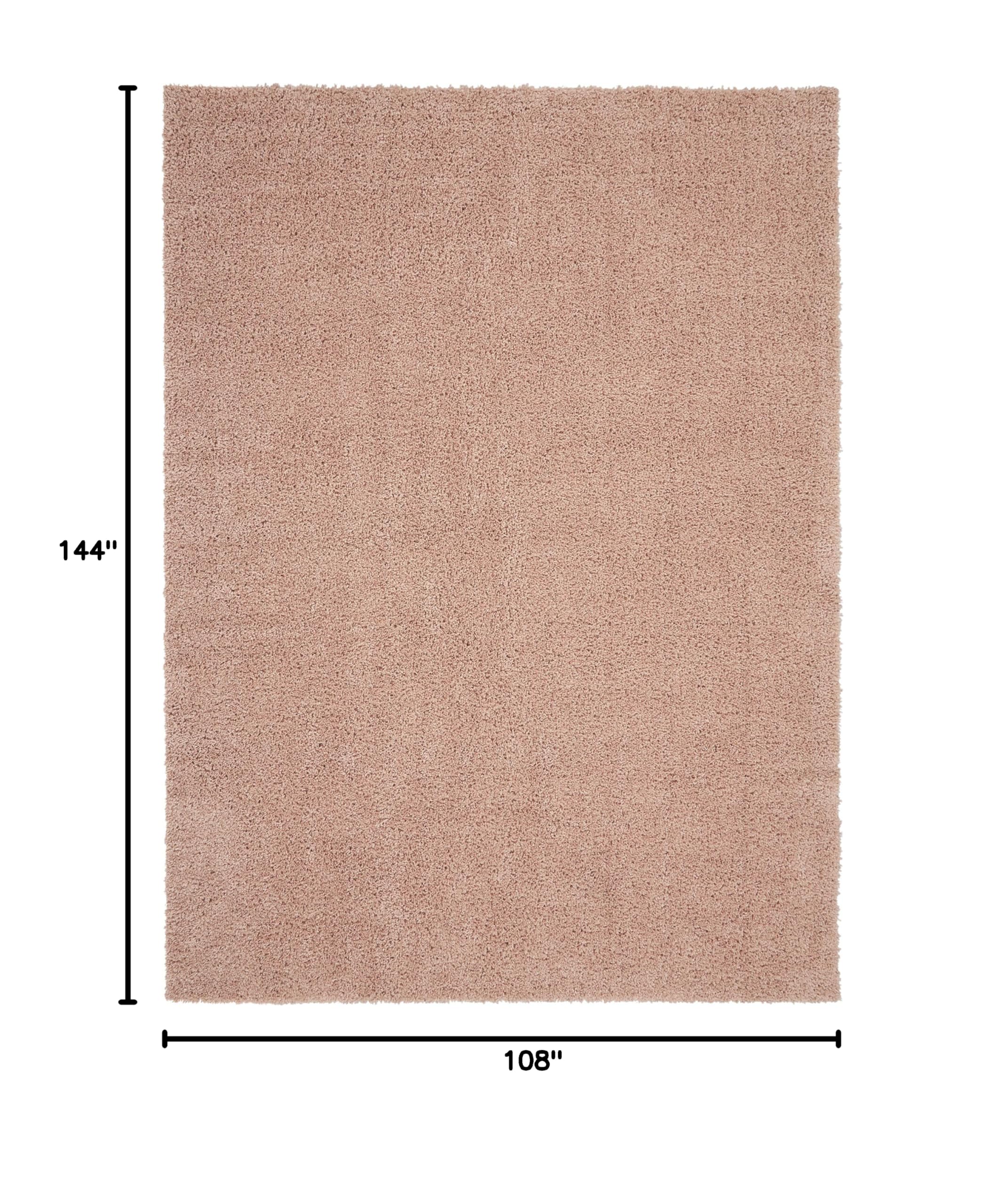 Nourison Malibu Shag Solid Blush 9' x 12' Area Rug - Soft Plush Easy-Clean Non-Shedding Shaggy Carpet for Bedroom, Living Room, Dining Room & Kitchen - Perfect for Cozy Home Decor and High-Traffic Areas