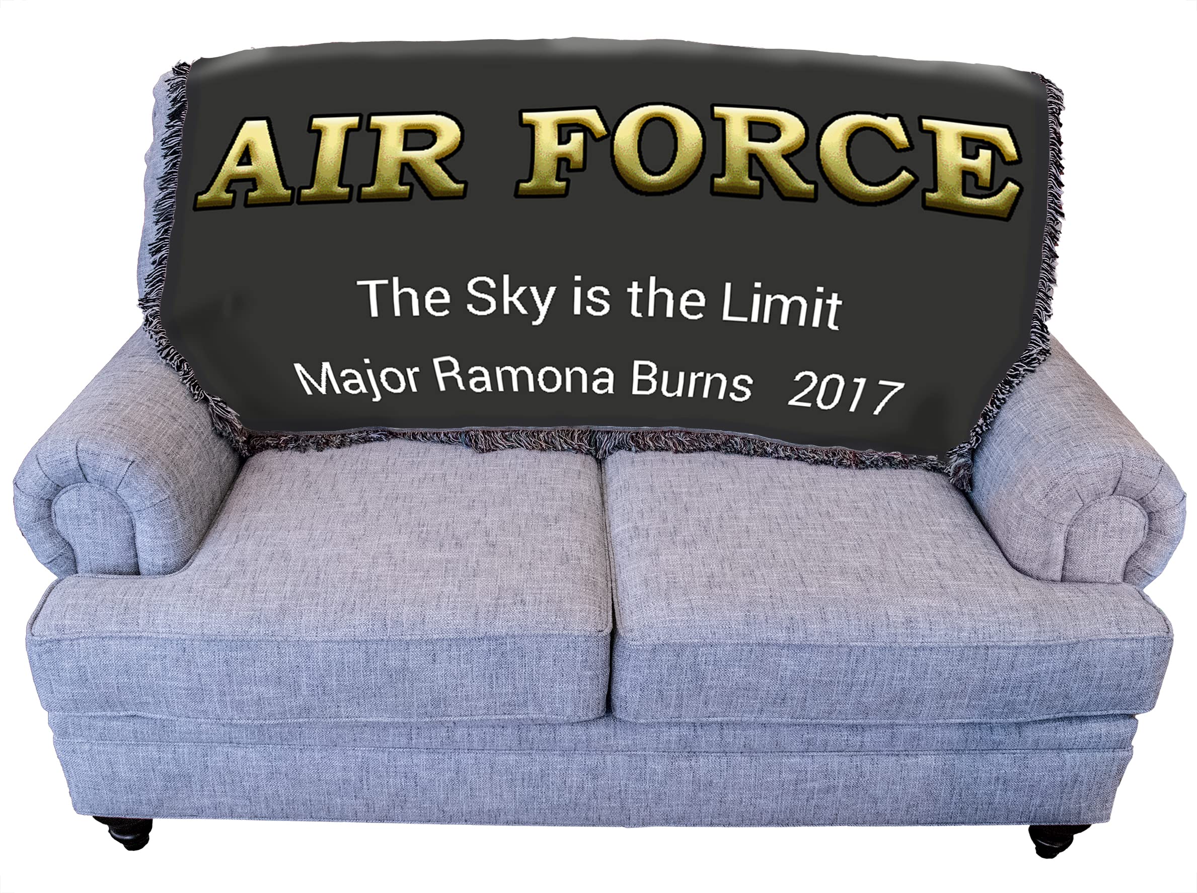 Personalized US Air Force Blanket - Custom Military Tapestry Throw for Couch & Sofa - 100% Cotton Woven Blanket - Made in USA (61x36) - Perfect for Home Decor, Veterans Gifts & Military Appreciation