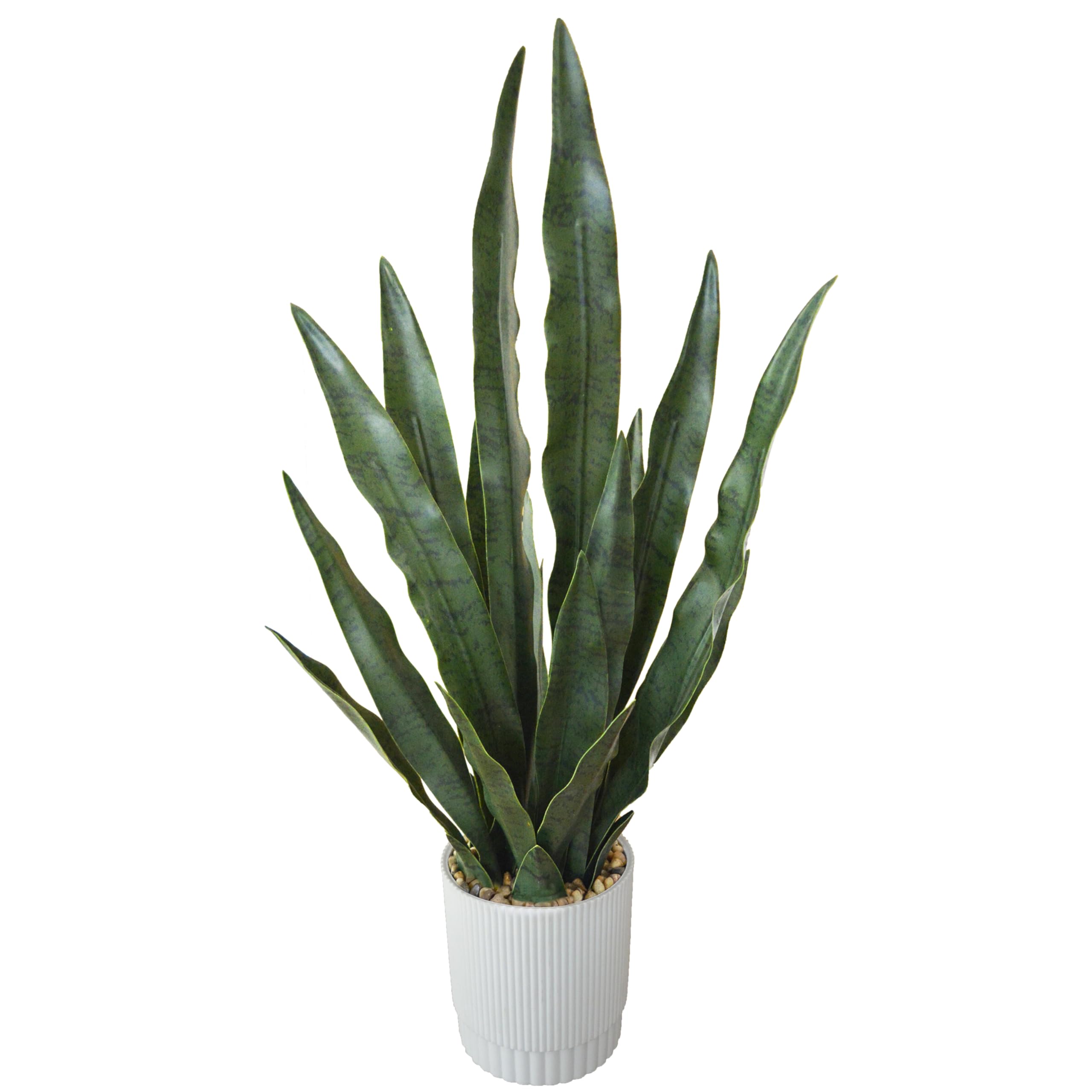 28 Inch Artificial Snake Plant in Pot - Fake Sansevieria Trifasciata, Faux Mother-in-Law's Tongue Plant - Realistic Indoor Greenery for Home, Office, Store, Table & Desktop Decor (Green) - Perfect for Living Rooms, Bedrooms & Workspaces