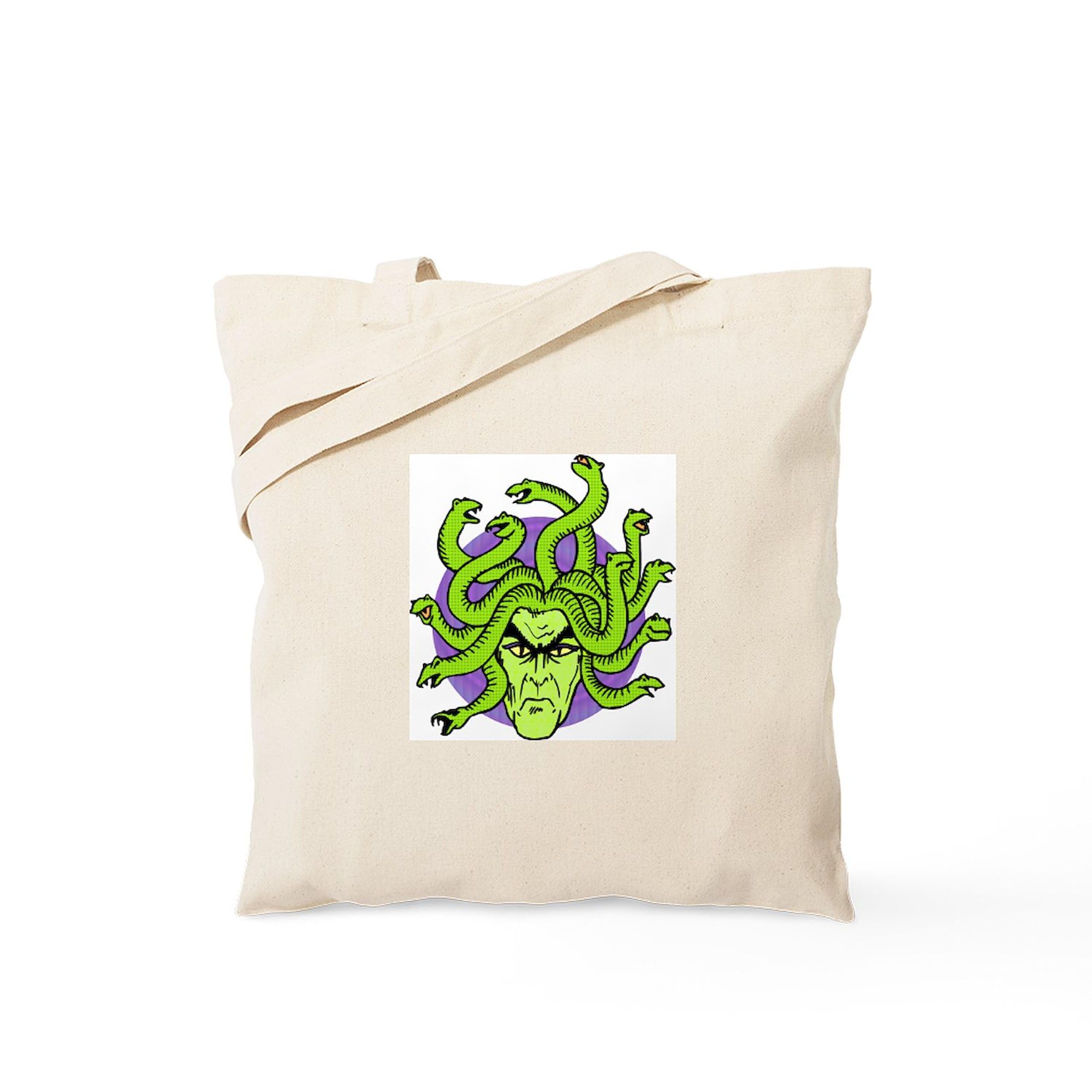Gorgon Gothic Medusa Tote Bag - Natural Canvas Reusable Shopping Bag for Women | Eco-Friendly Grocery Tote, Beach Bag & Book Tote