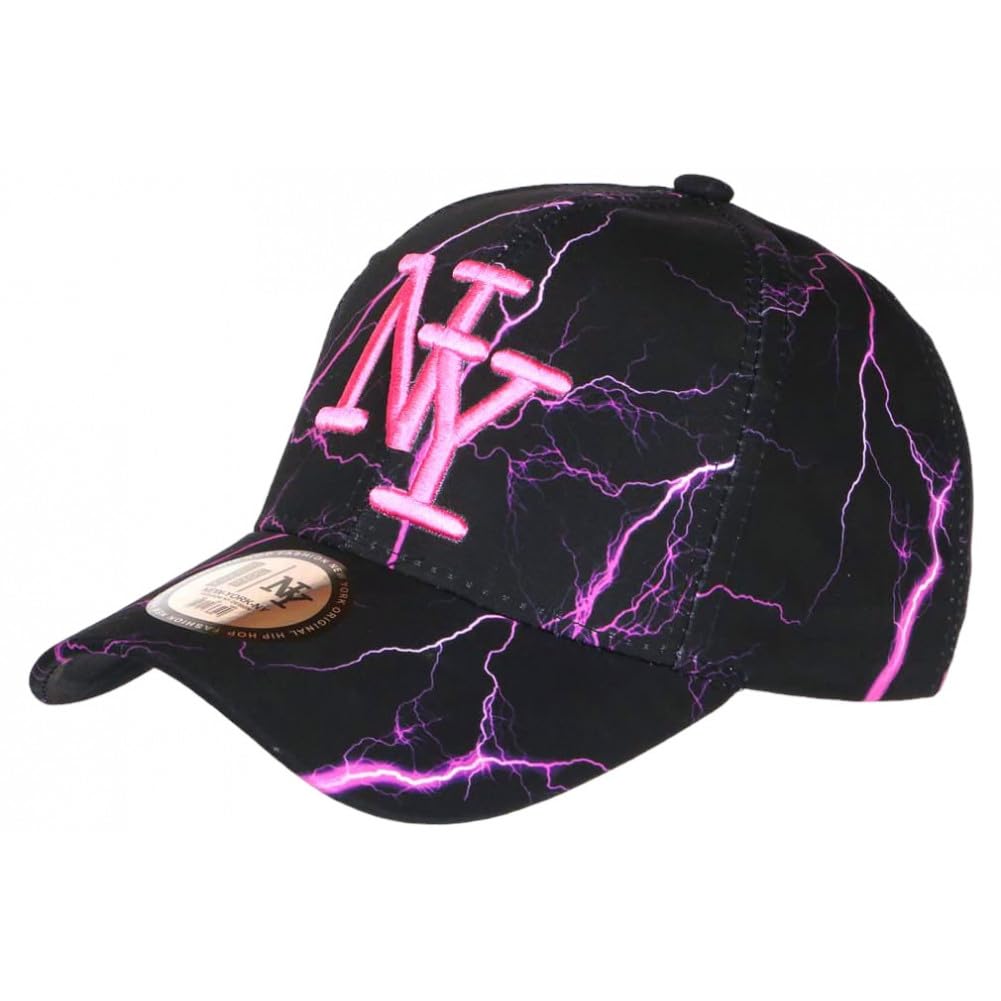 Original NY Hip Hop Honour Baseball Cap - Black & Fluorescent Rose Streetwear Style - One Size Fits All - Perfect for Men's Urban Fashion & Hip Hop Culture