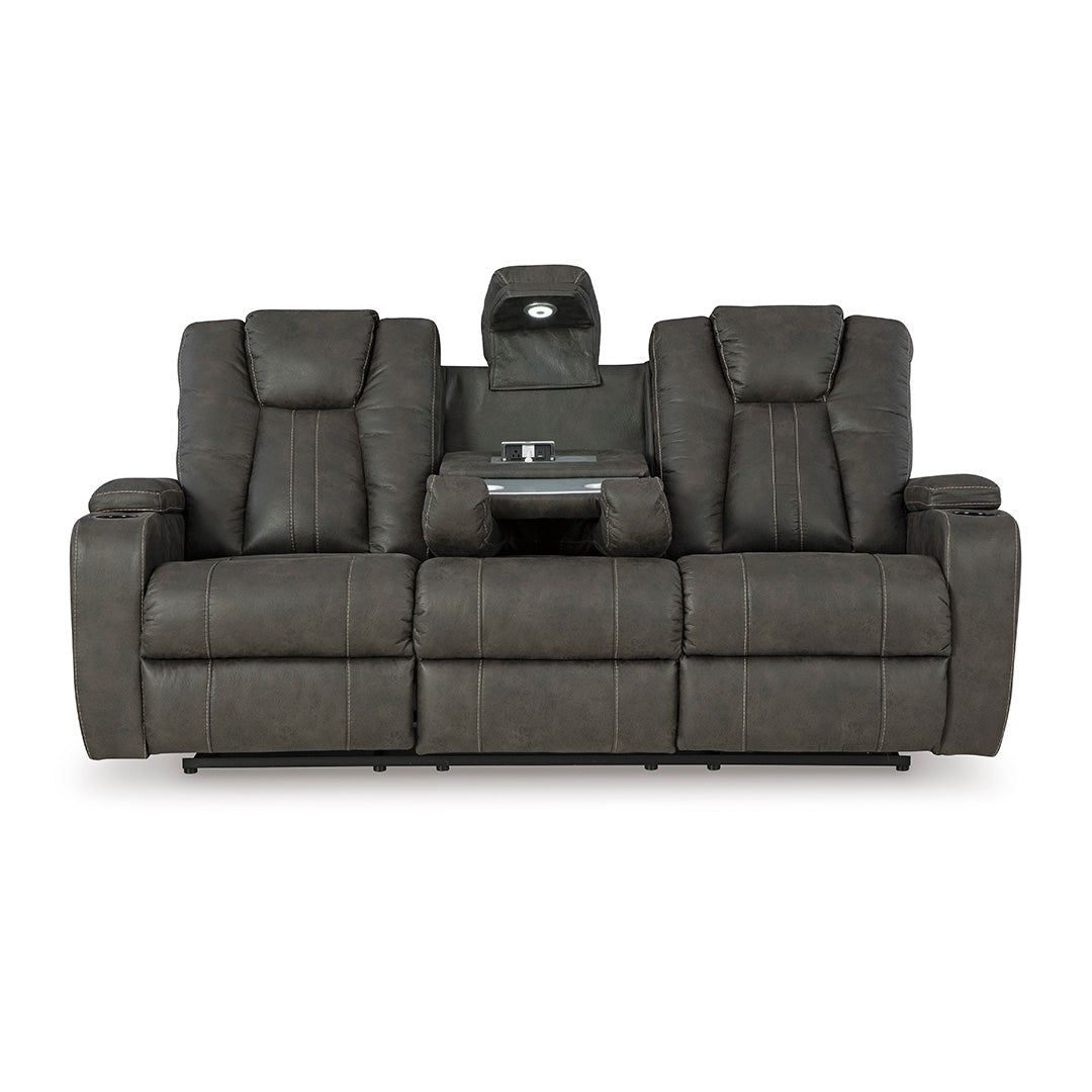 Batavia Pier Reclining Sofa - 3-Seater Leather Sectional Couch with Adjustable Headrest and Cup Holders | Perfect for Living Room, Home Theater & Family Gatherings