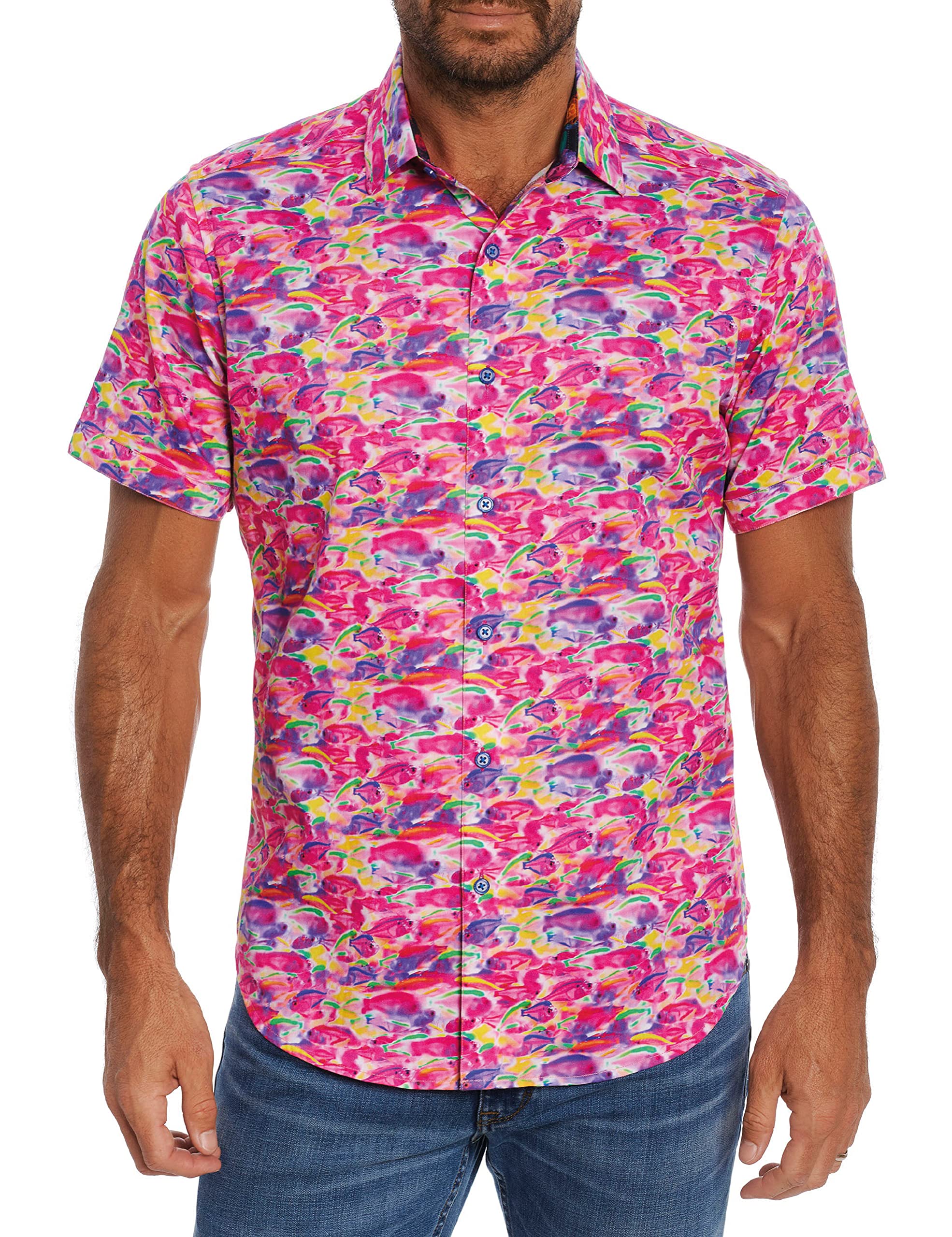 Robert Graham Men's Fishy Business Short Sleeve Shirt - Stylish Casual Wear for Summer, Beach, and Outdoor Activities