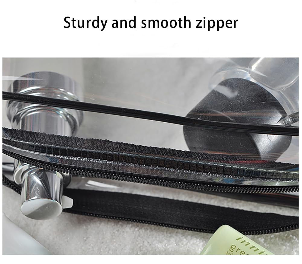 TSA Approved Clear Travel Toiletry Bag - Quart Size Waterproof Cosmetic & Makeup Organizer for Carry-On Luggage | Perfect for Airports, Airlines & Weekend Getaways (Black) - Ideal for Women & Men Travel Essentials