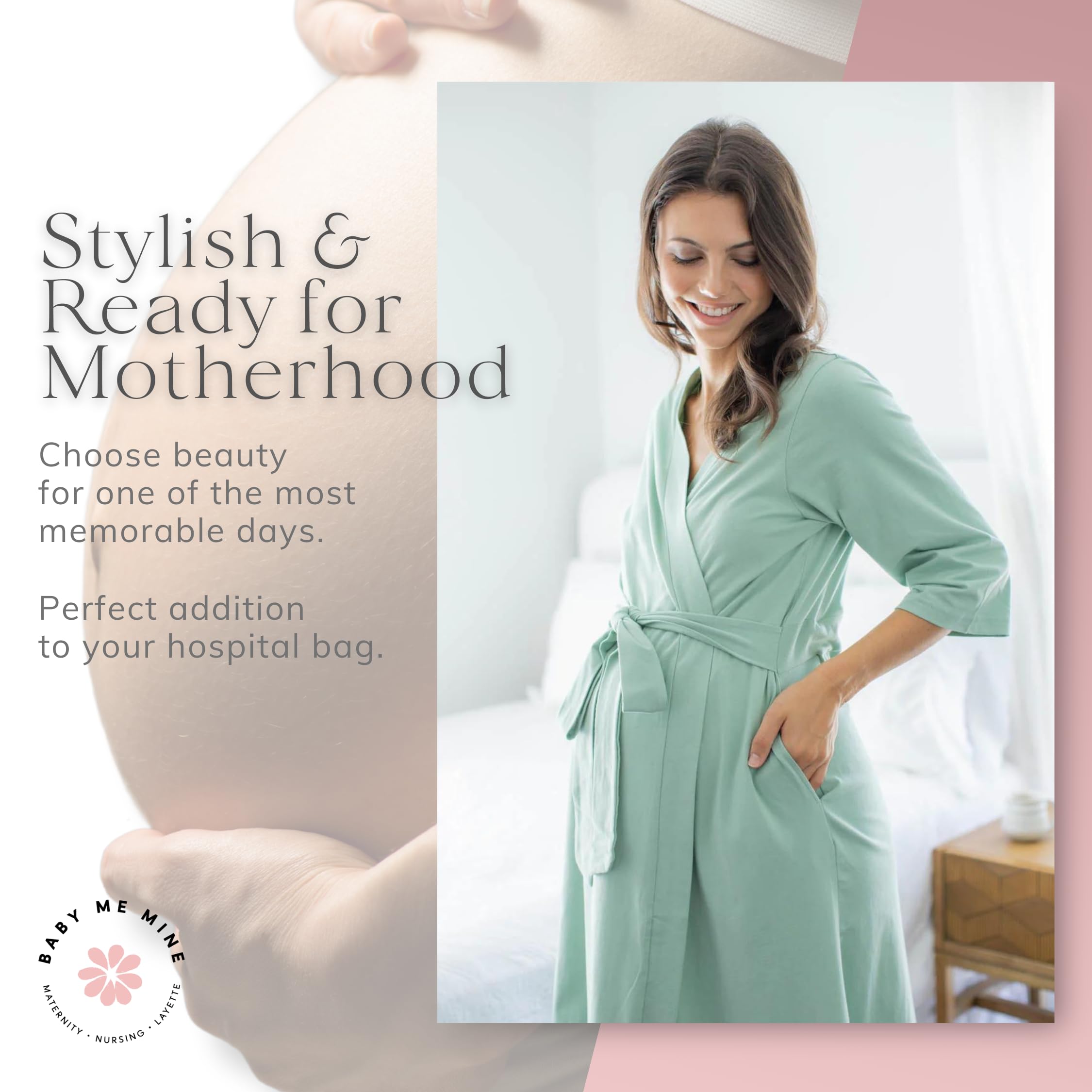 Mommy & Me Maternity Robe Set - Labor & Delivery Gown with Matching Swaddle for Newborns | Hospital Essentials