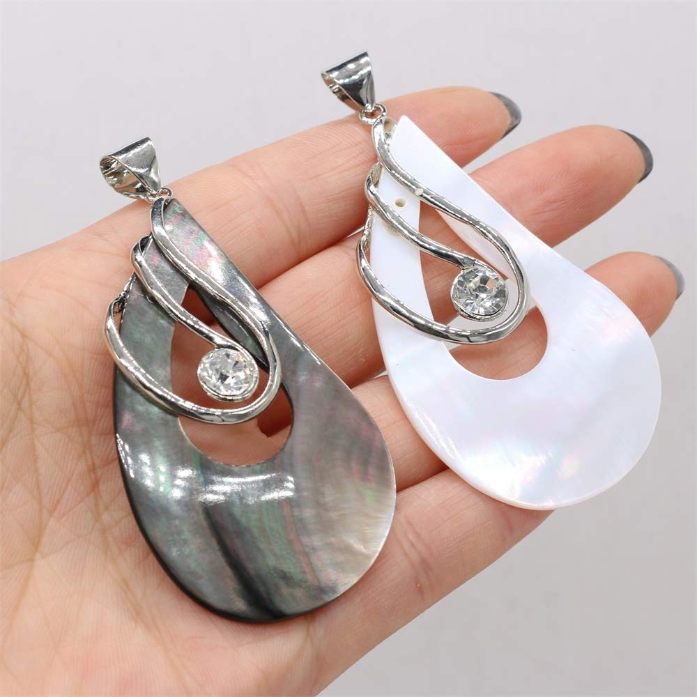 Natural White Shell Teardrop Pendant & Mother of Pearl Pendant - Set of 2 DIY Jewelry Making Charms for Necklace, Bracelet - Perfect for Beach Wedding, Boho Style Accessories, Handmade Craft Projects