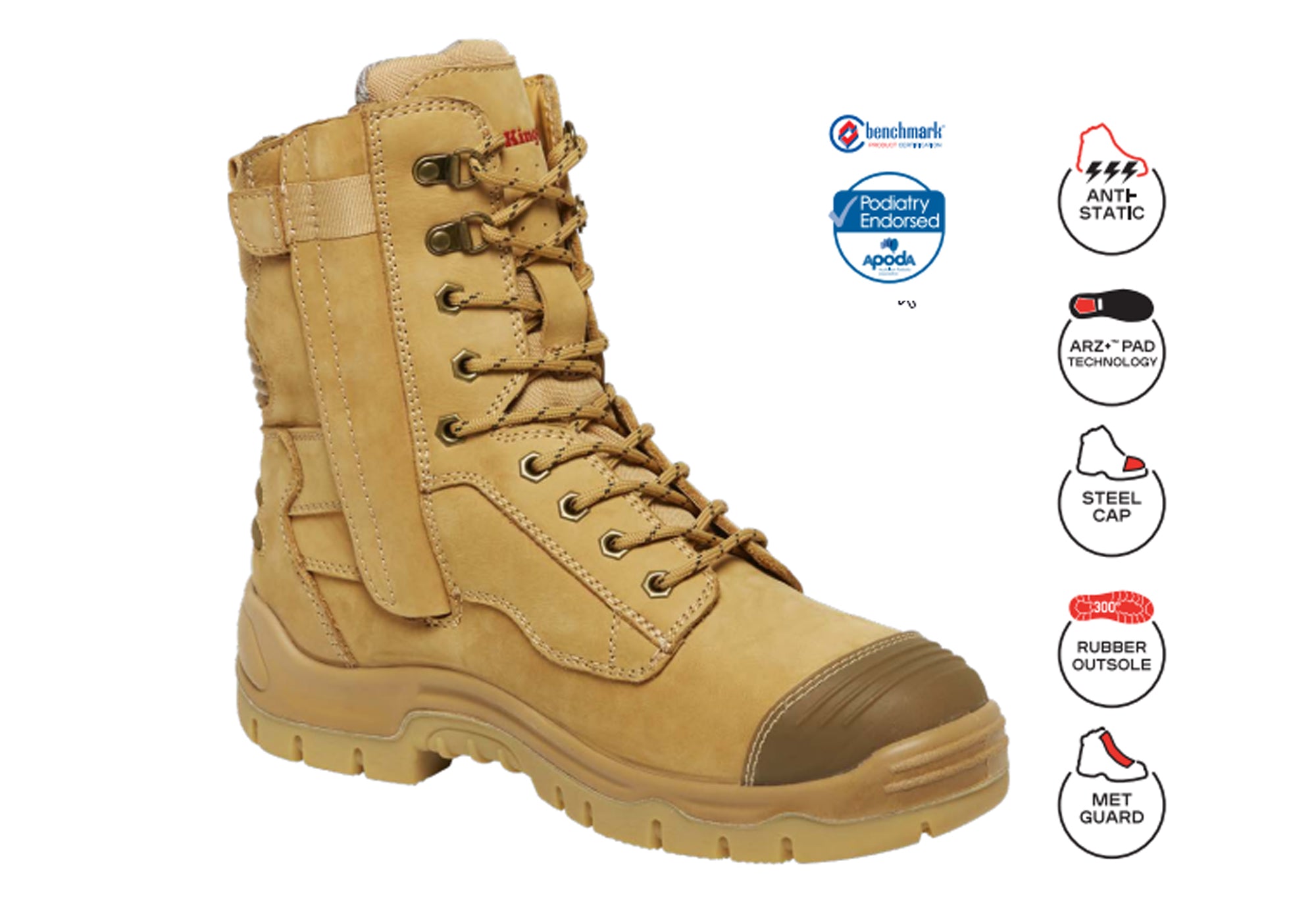 KingGee Men's Comfortable Phoenix 8Z Met Safety Work Boots - Steel Toe, Slip Resistant, Electrical Hazard Protection - Perfect for Construction, Warehouse & Industrial Work