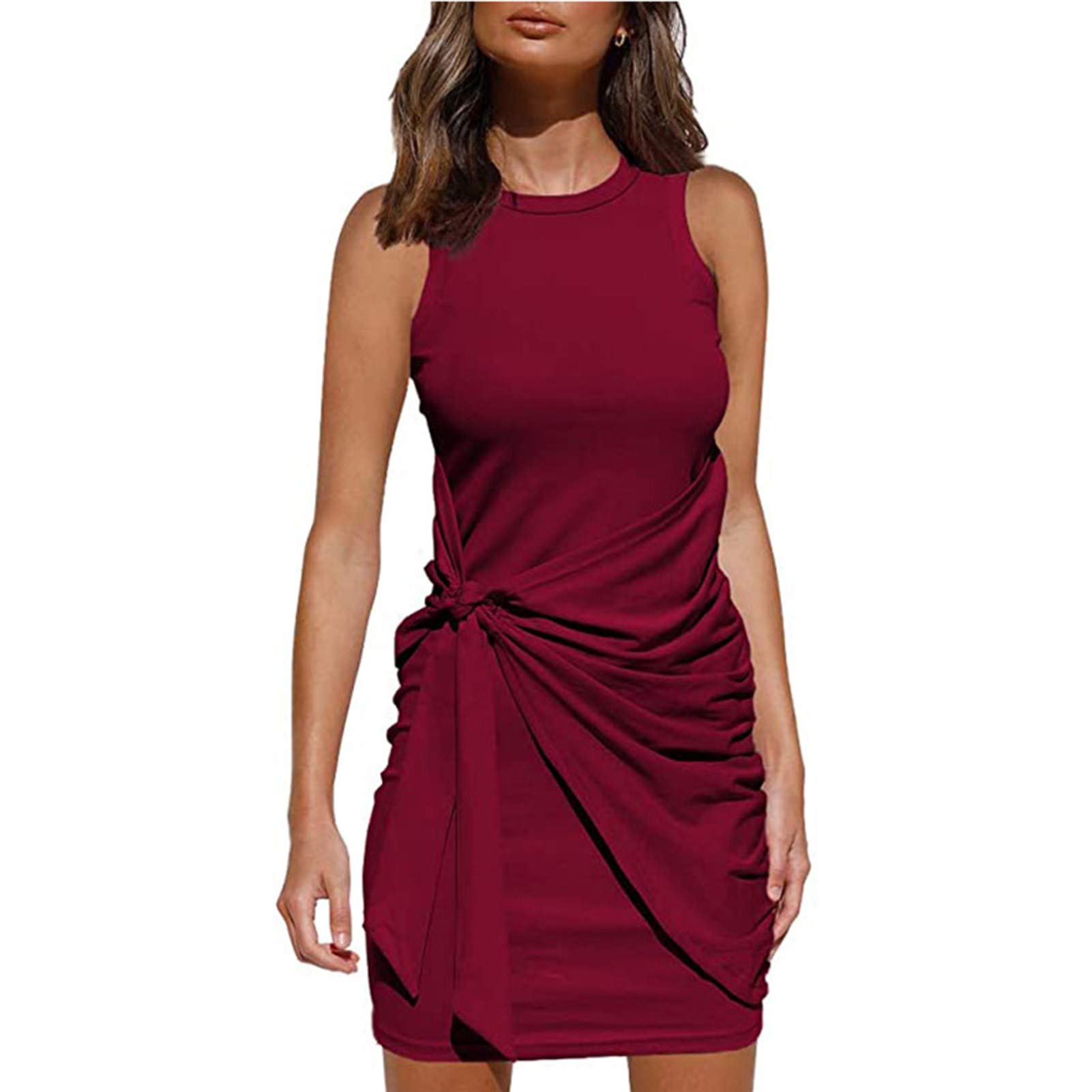 Elegant Gaweb Women's Sleeveless Pleated Dress with Bow Tie Waist - Perfect for Dating, Parties, and Special Occasions