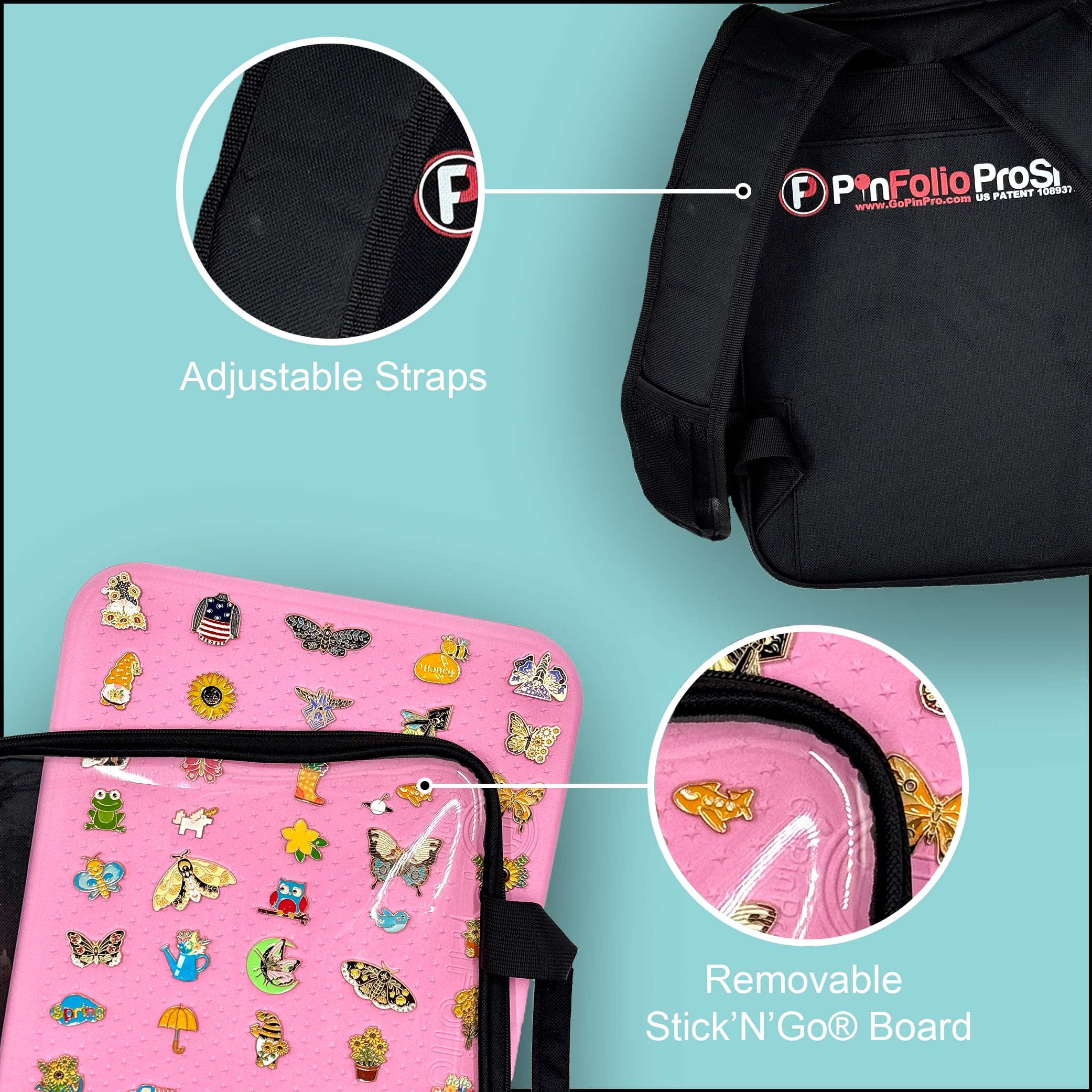 PinFolio ProShow Large Pin Display Bag & Backpack - Holds 750+ 1-Inch Enamel Pins for Collectors & Traders (Pink) - Perfect for Conventions, Disney Trips & Pin Trading Events