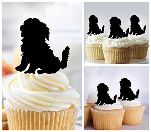 TA0935 Shih Tzu Dog Silhouette Acrylic Cupcake Toppers - 10pcs for Wedding, Birthday & Party Decorations | Perfect for Dog-Themed Celebrations, Baby Showers & Pet Lover Events