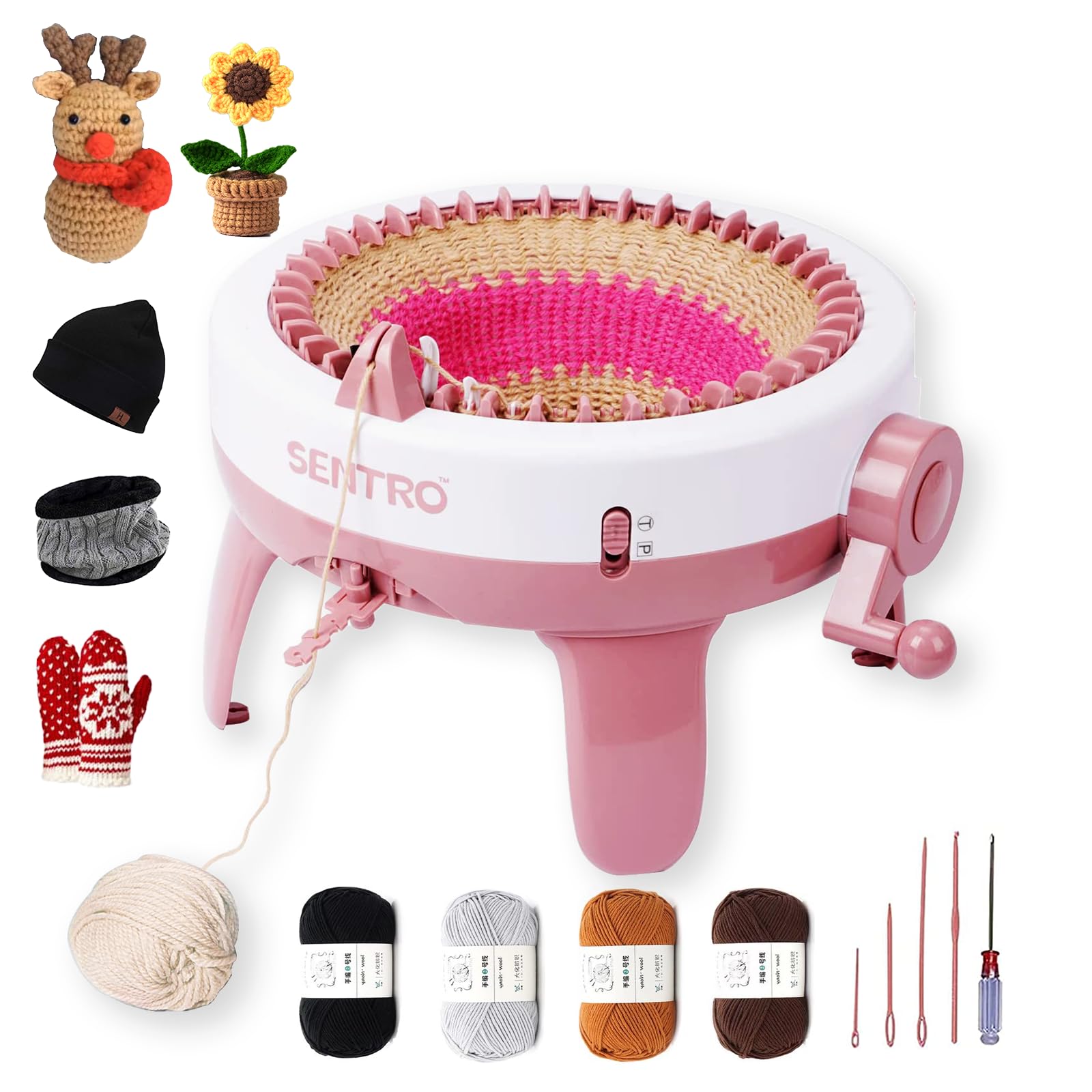 48 Needles SENTRO Knitting Machine - Smart Rotating Double Knit Loom for DIY Hats, Scarves, Gloves & Socks | Crochet & Weaving Loom Kit for Beginners & Craft Lovers | Perfect for Home Crafting, Gift Making & Relaxation