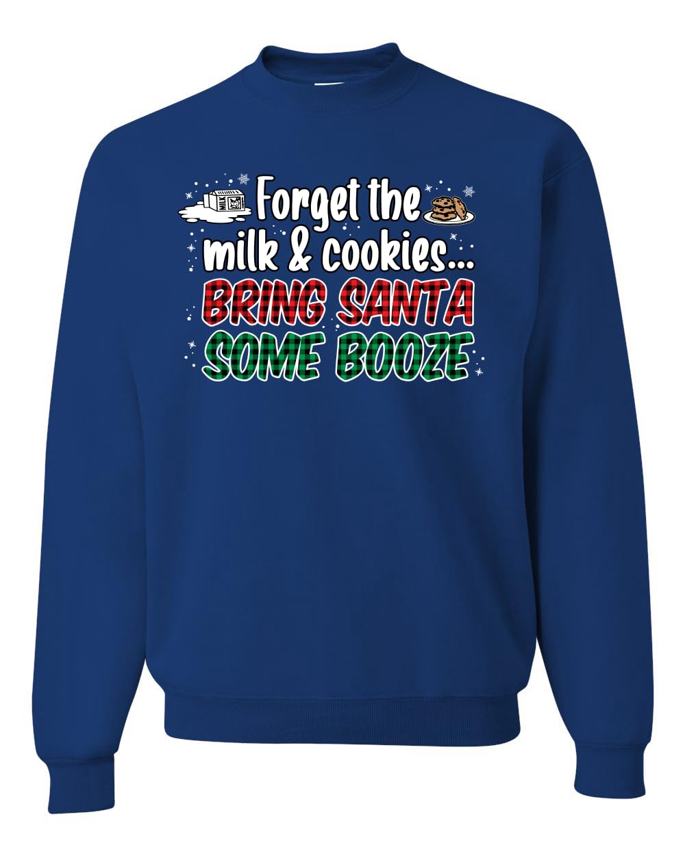 Wild Bobby Santa Booze Graphic Sweatshirt - Funny Christmas Unisex Crewneck Holiday Party Apparel for Ugly Sweater Contest & Festive Gatherings
