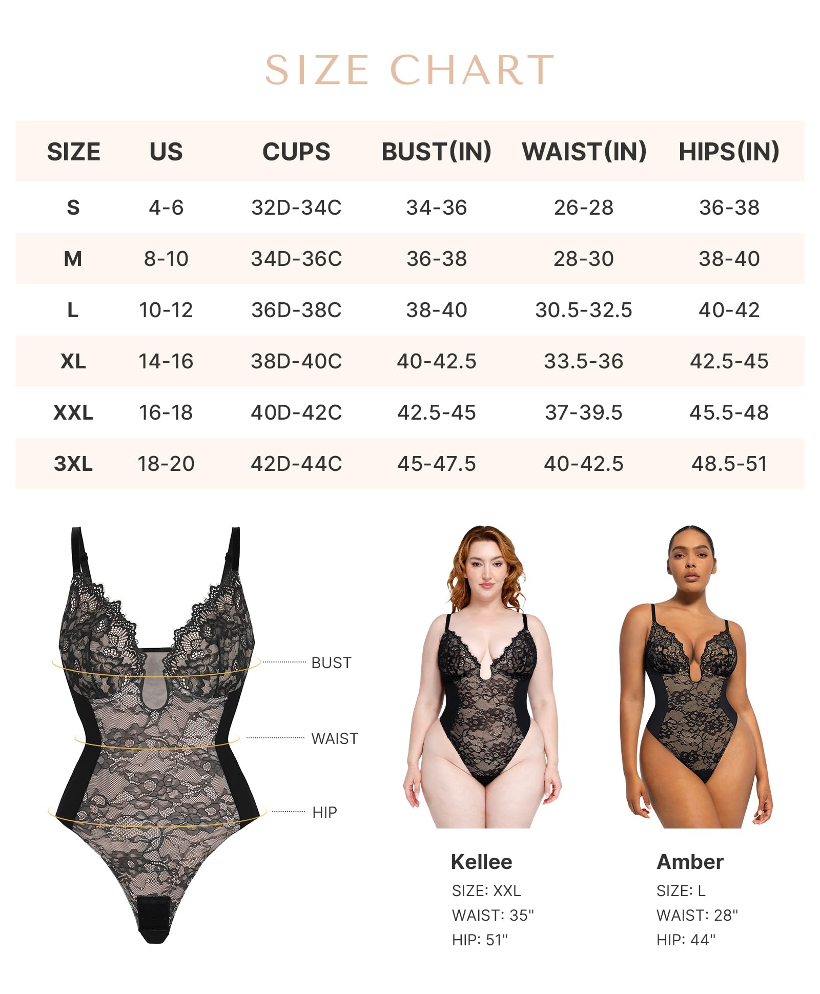 SHAPELLX Women's Lace Bodysuit - Tummy Control Shapewear with Thong & U Plunge Backless Design for Slimming & Smoothing | Perfect for Evening Wear, Date Nights & Special Occasions
