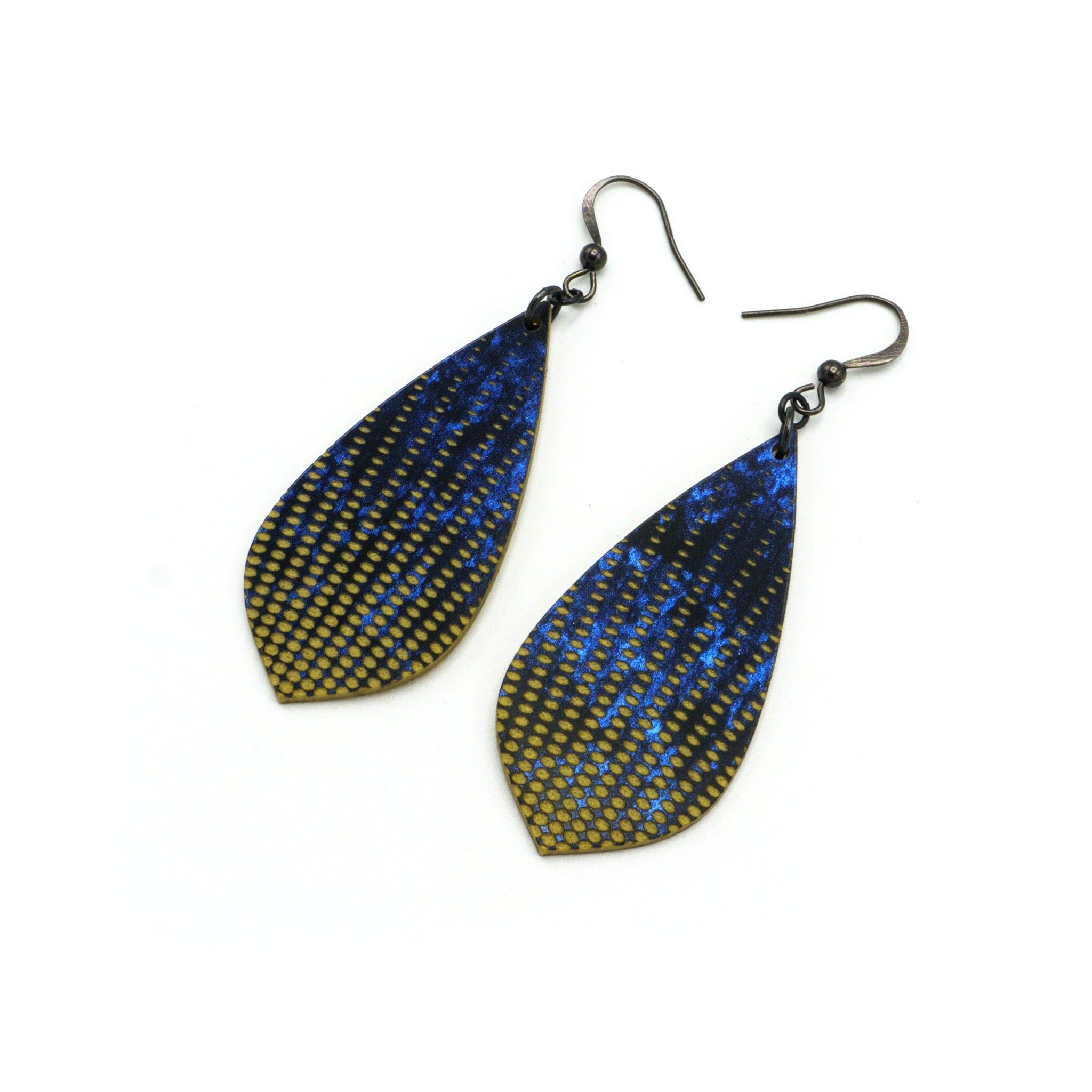 Celestial Blue and Gold Acrylic Earrings | Stylish Gem Point [08] Design | Perfect for Parties, Weddings & Everyday Wear