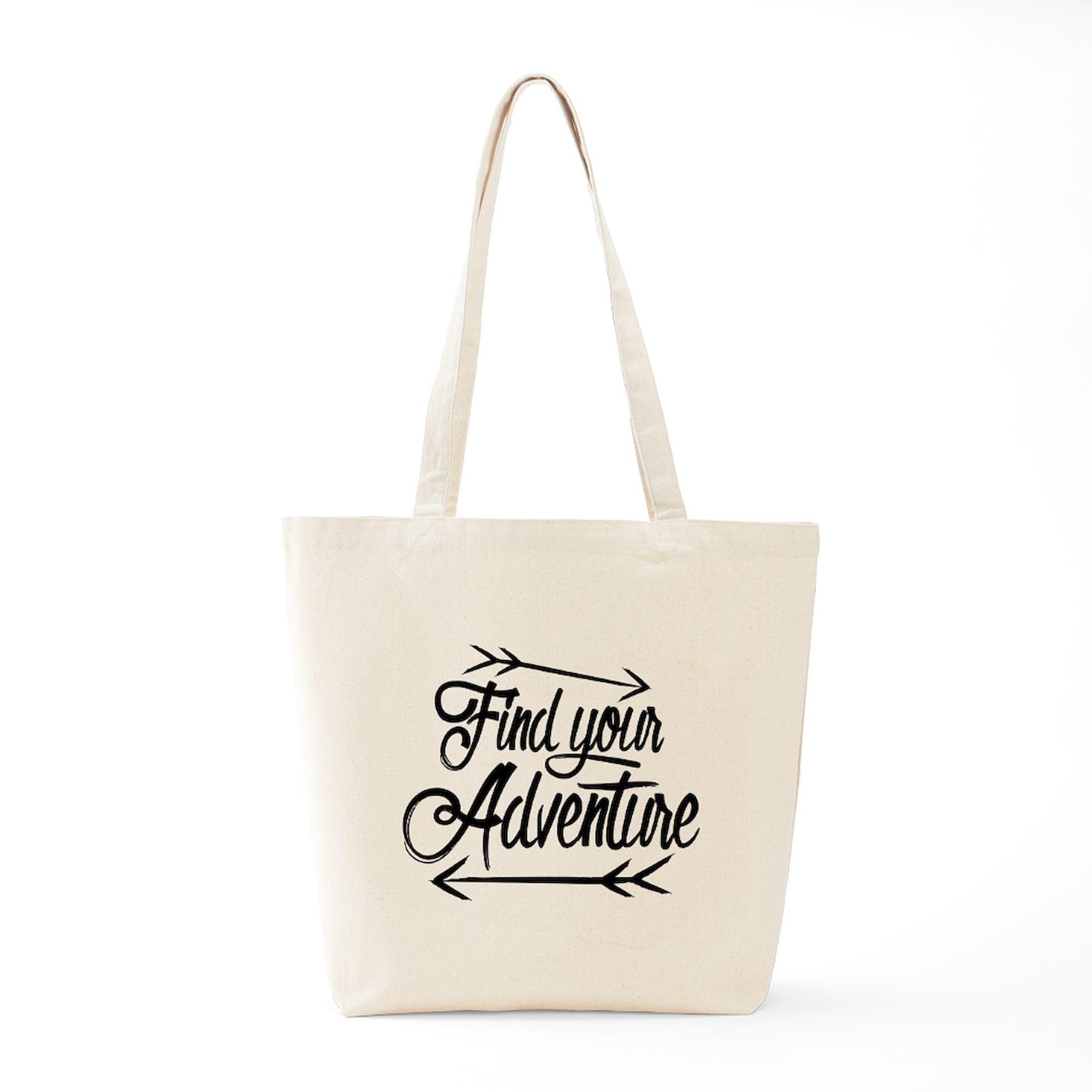 Find Adventure Tote Bag - Natural Canvas Reusable Shopping Bag for Groceries, Beach & Travel | Eco-Friendly Cotton Tote with Durable Handles