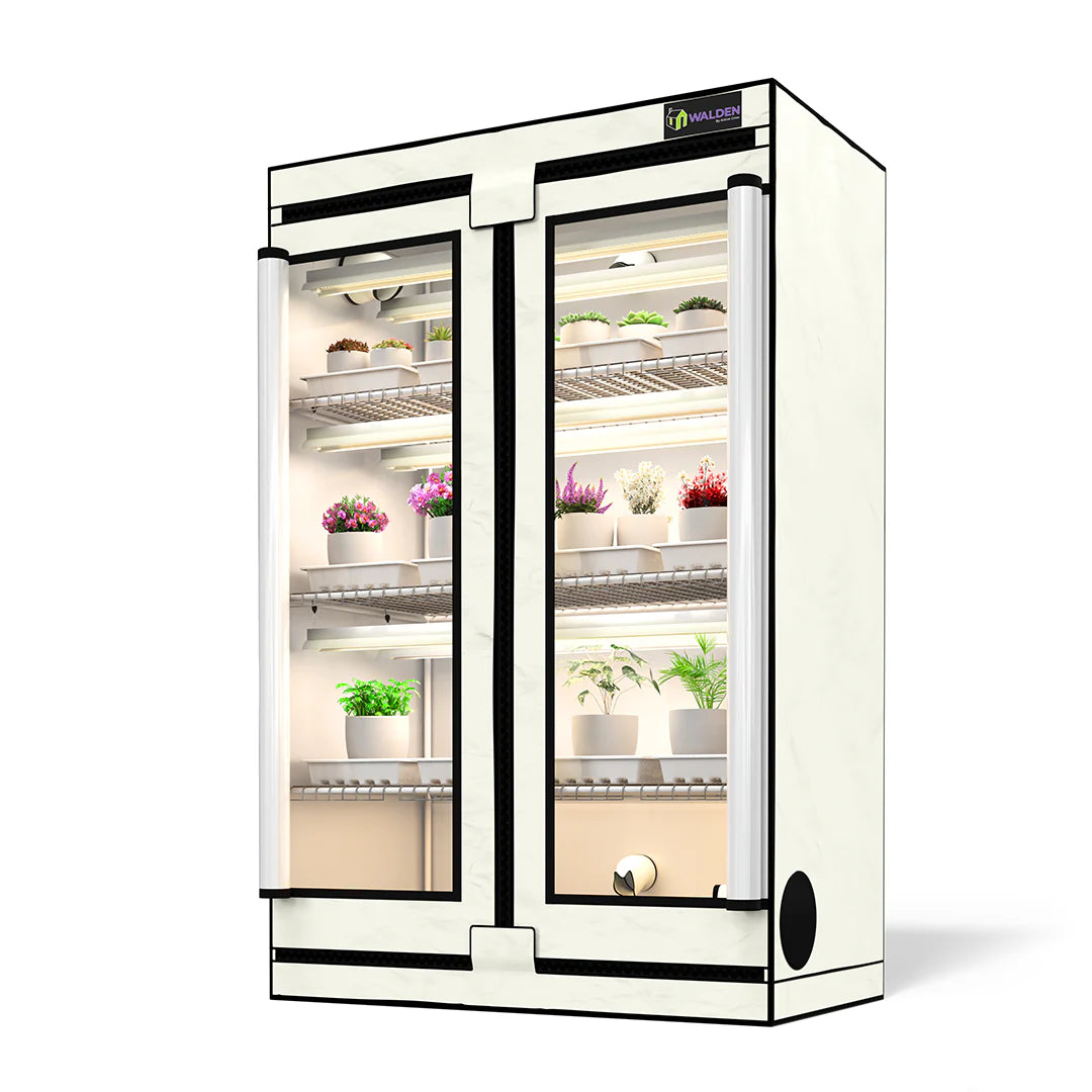 3-Tier LED Grow Tent Kit for Indoor Plants - Walden White Hydroponic System with Full Spectrum Lighting - Perfect for Home Gardening, Herbs, and Seedlings