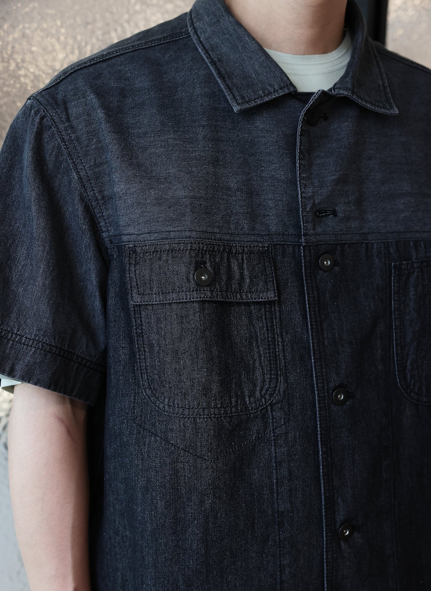 Men's Cotton Linen Denim Work Shirt - Breathable Short Sleeve Button Down for Casual Wear & Outdoor Activities