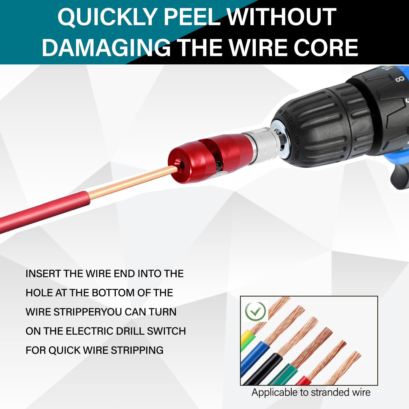**10-Piece Automatic Wire Stripper & Twister Kit for Electric Drills - Electrician Tool Set for Fast Wire Stripping & Twisting - Improves Work Efficiency 10X - Perfect for DIY, Electrical Repairs & Professional Wiring Jobs**