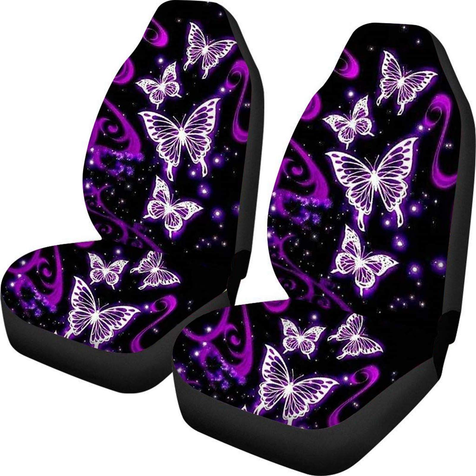 Butterfly Car Seat Covers for Women - Front Seat Only (Set of 2) | Purple Auto Seat Protectors | Winter Warm Seat Covers for Drivers | Perfect for Commuting, Road Trips & Cold Weather Protection